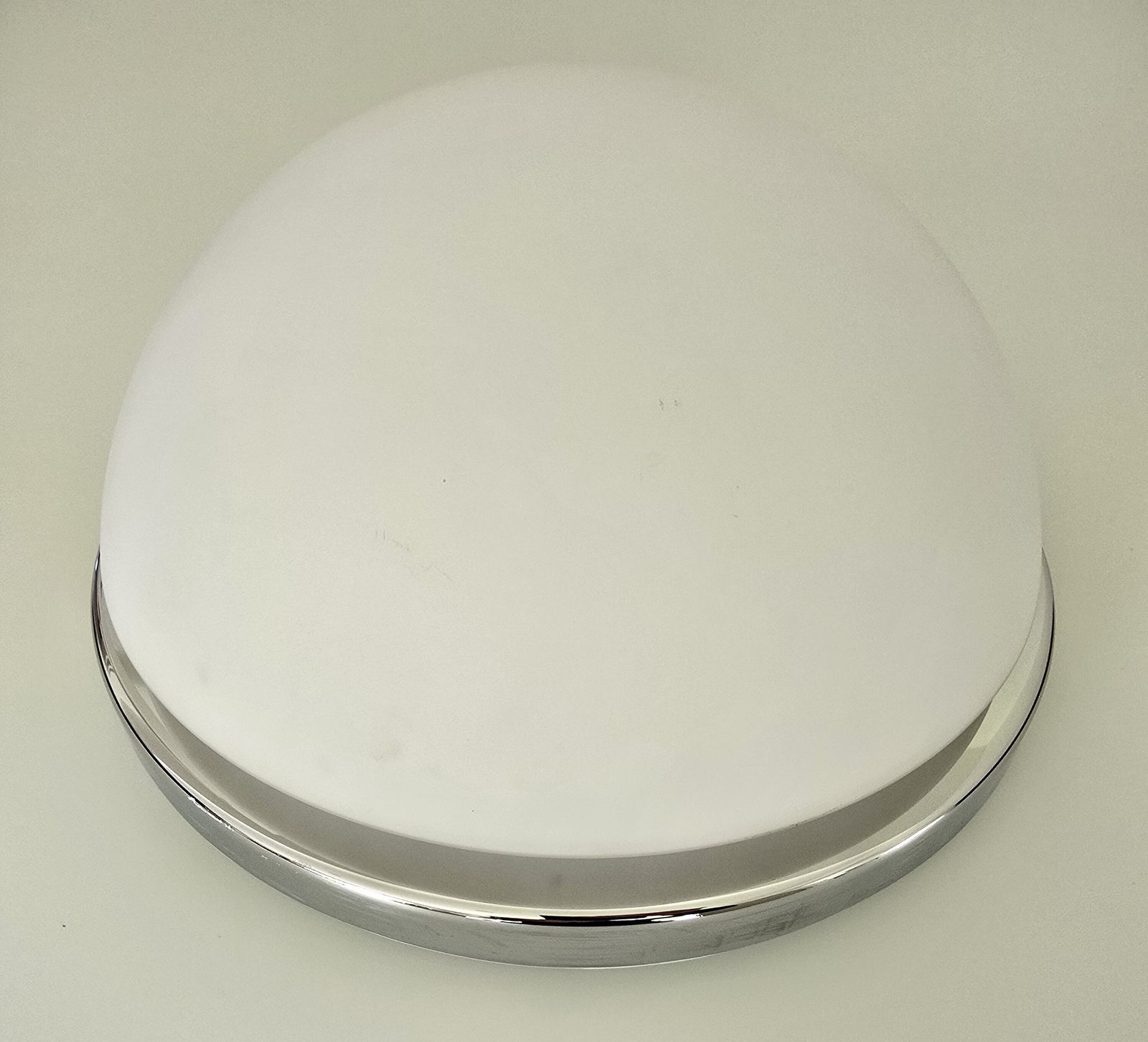 Set Of 3 Chrome And Opaline Glass Wall/Ceiling Lights By Glashütte Limburg, Germany