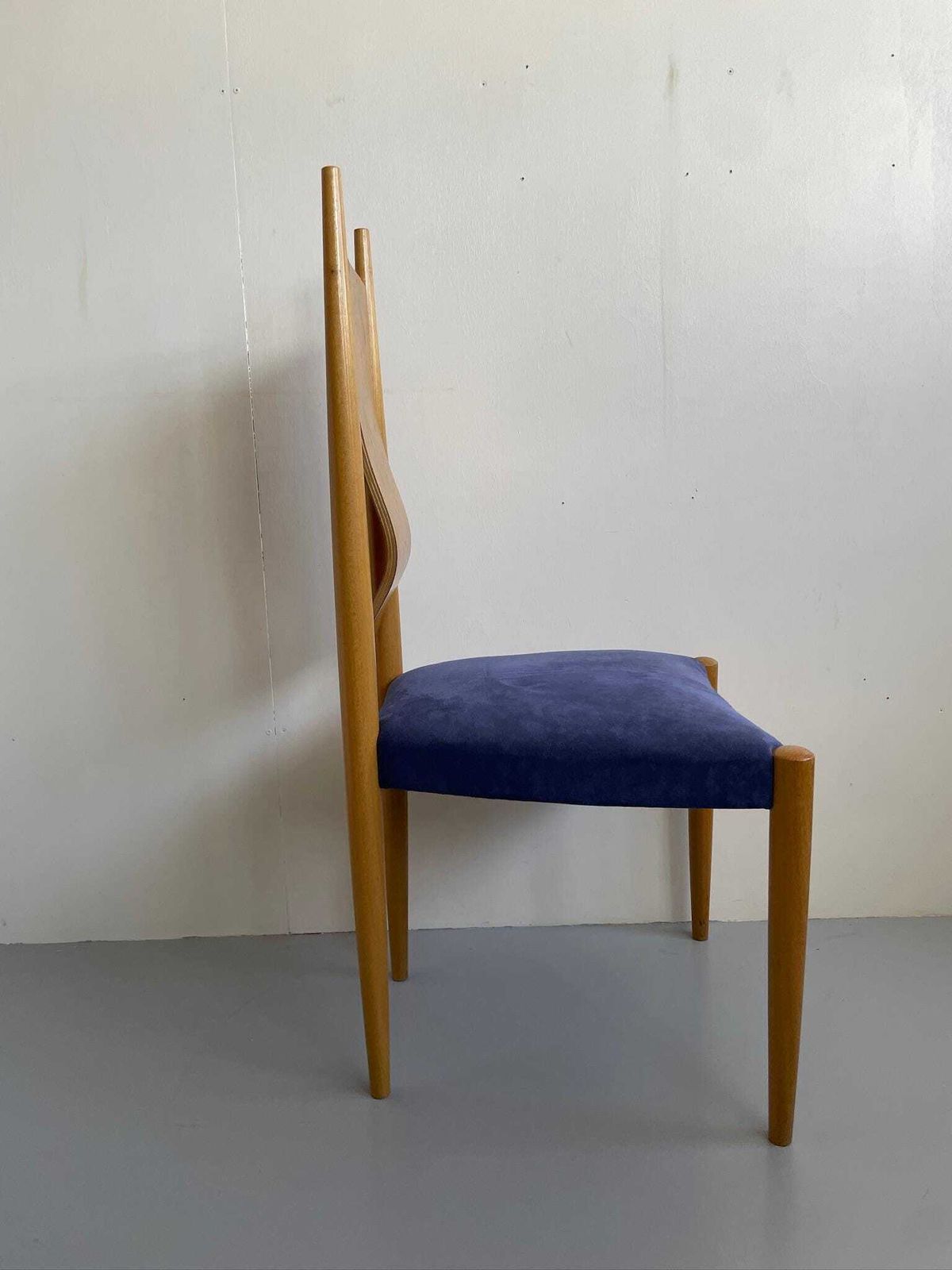 Skylon Accent Chair By Toby Winteringham Blue Seat And Elm Burr Detail photo 295.0
