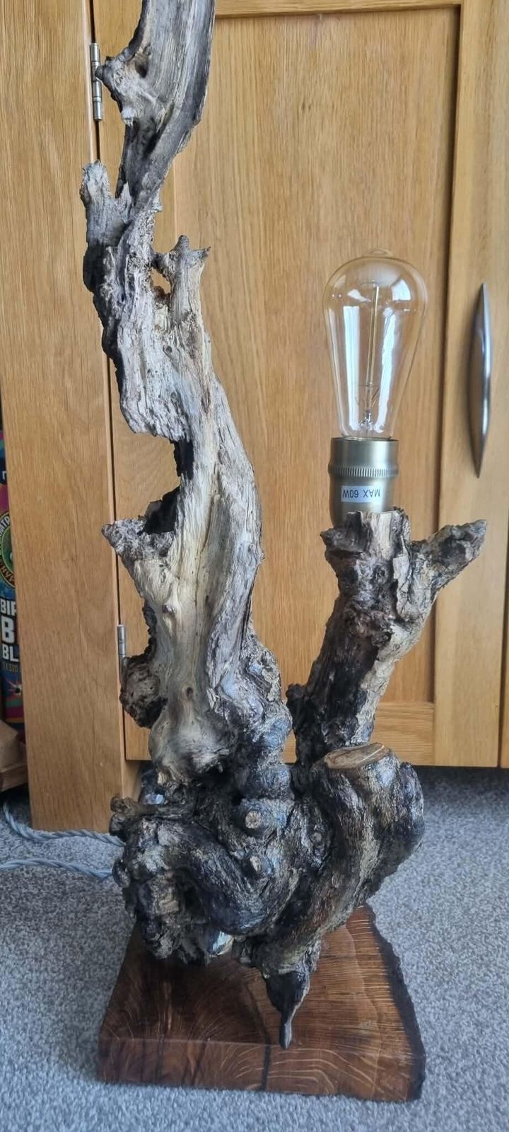 Lighting Handmade Elderberry Wood Lamp – One Of A Kind Sculptural Table Light – Rustic Wabi Sabi Decor photo