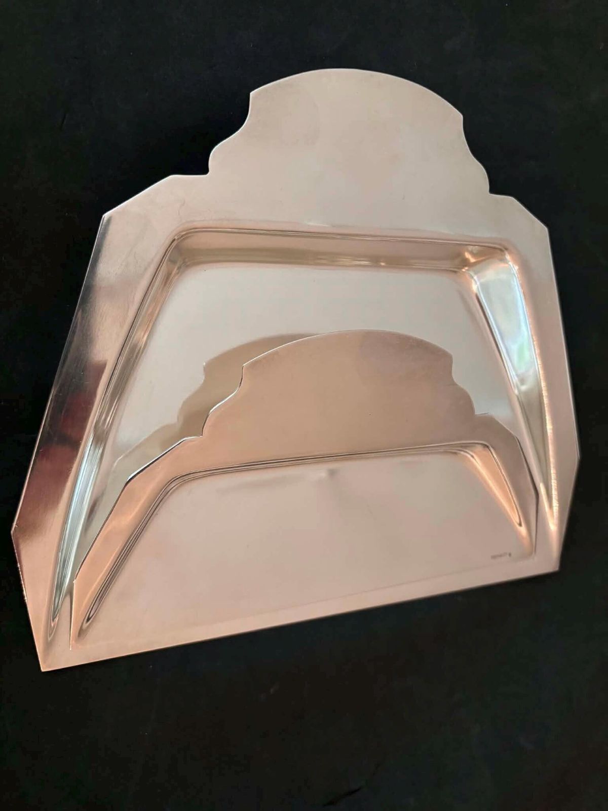 Art Deco kruimelset: verzilverde tafelschep en borstel, Wiskemann België, jaren 1930 photo Woonaccessoires