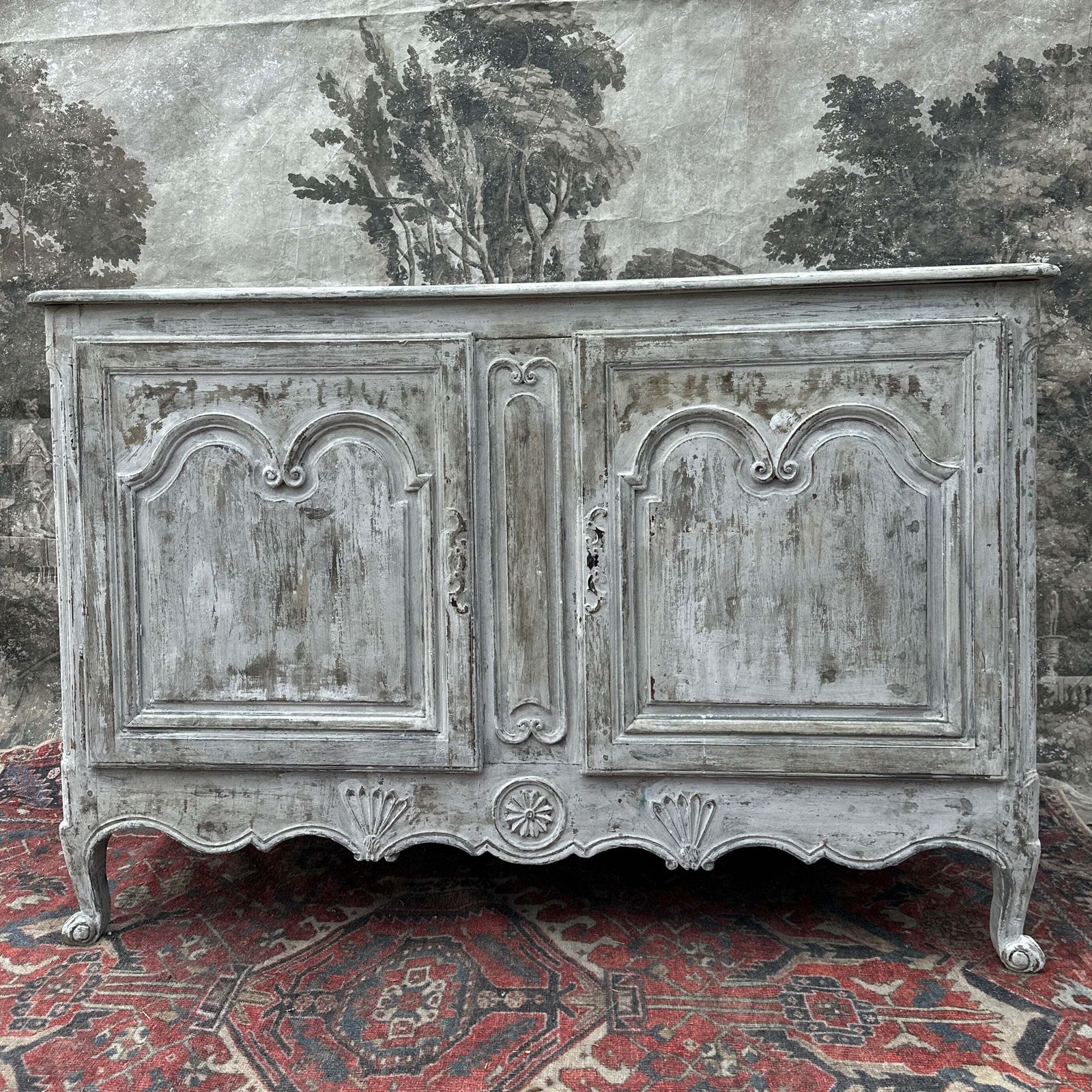 Large Antique French Chateau Painted Buffet Cupboard Louis XV 1870