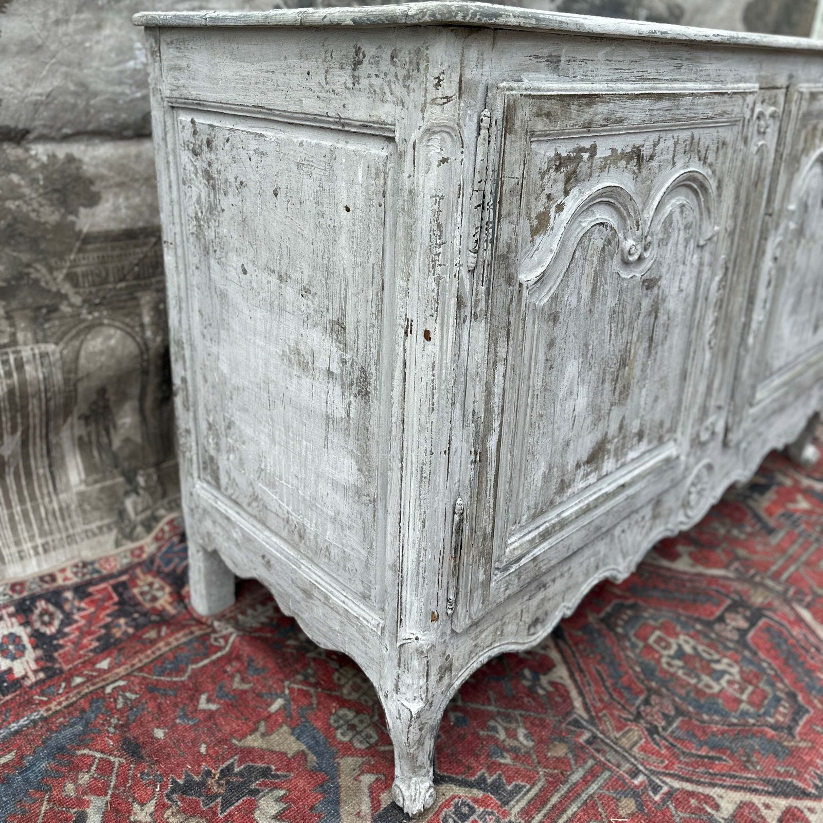 Large Antique French Chateau Painted Buffet Cupboard Louis XV 1870 photo furniture