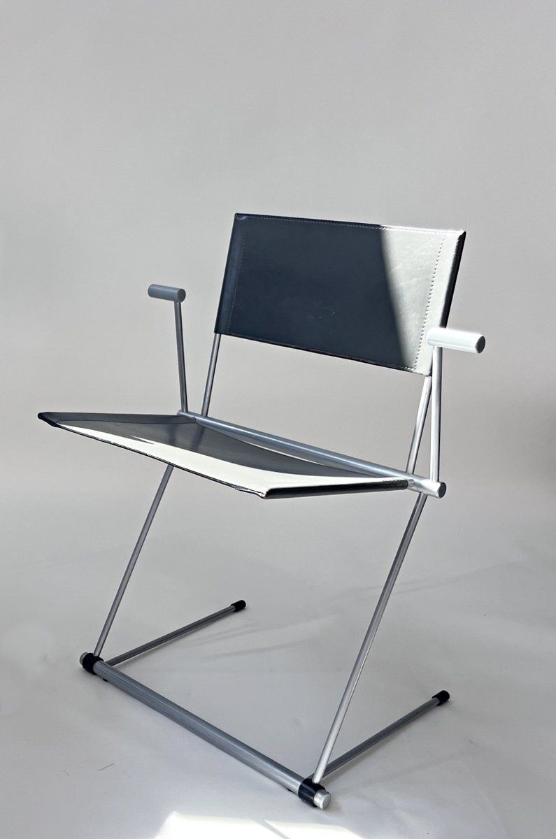 Ballerina Chair in grijskleurig volnerf leer door Herbert Ohl voor Matteo Grassi, jaren 1990