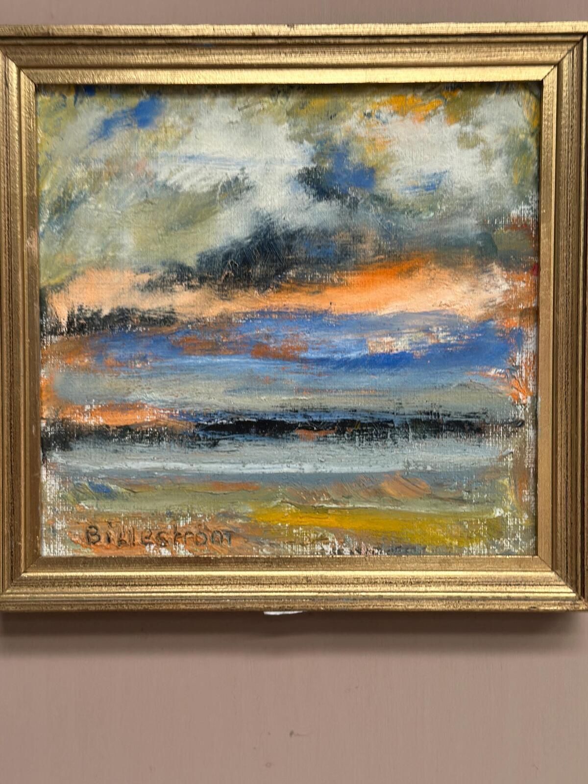 Original Swedish Oil On Canvas – “Golden Streak” By Carl Erik Billeström – Vintage & Framed – 24 × 23 Cm (9.4" × 9.1") photo buy