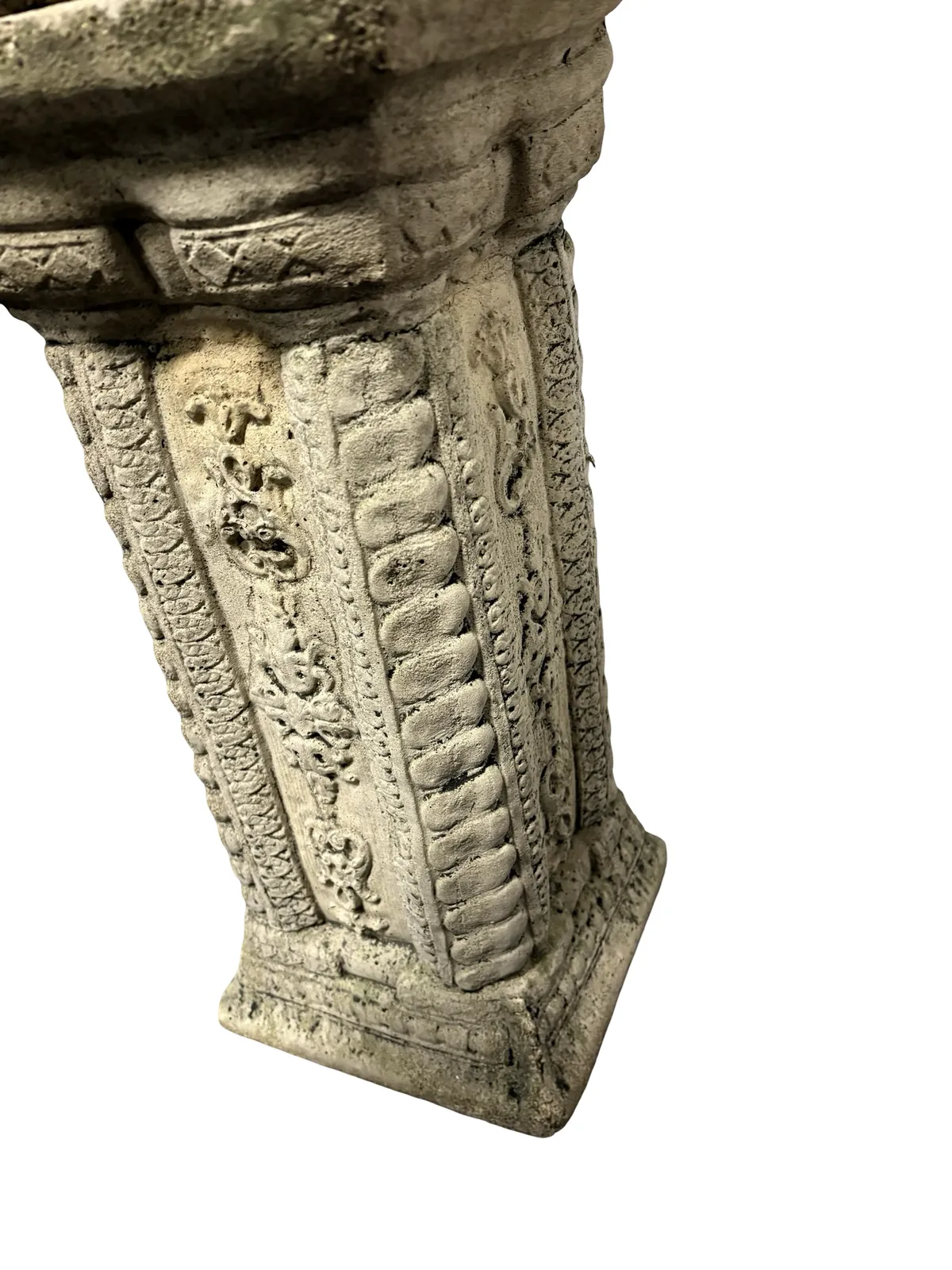 photo furniture Weathered Antique Stone Statue Semi Naked Lady On Pedestal