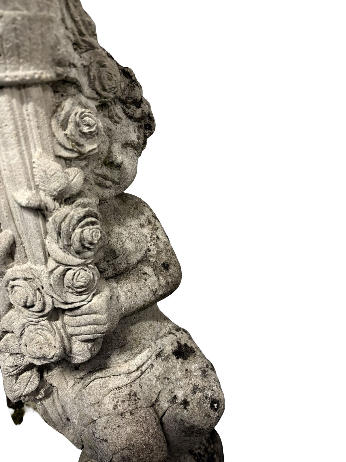photo for sale Weathered Antique Stone Garden Sundial On Putti Cherub Pedestal