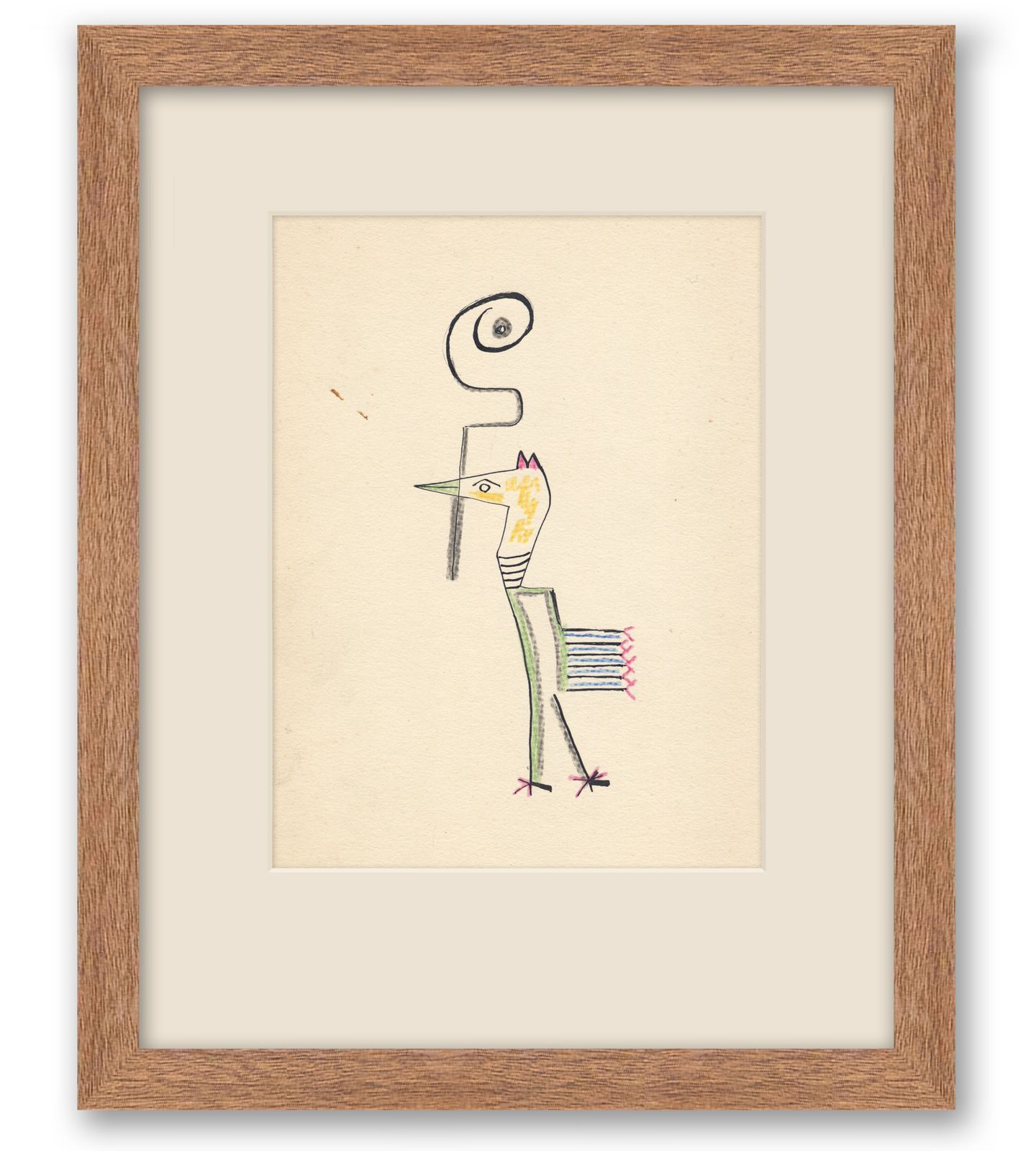 Speelse tekening uit de jaren 1970 van gevierd Nederlands kunstenaar