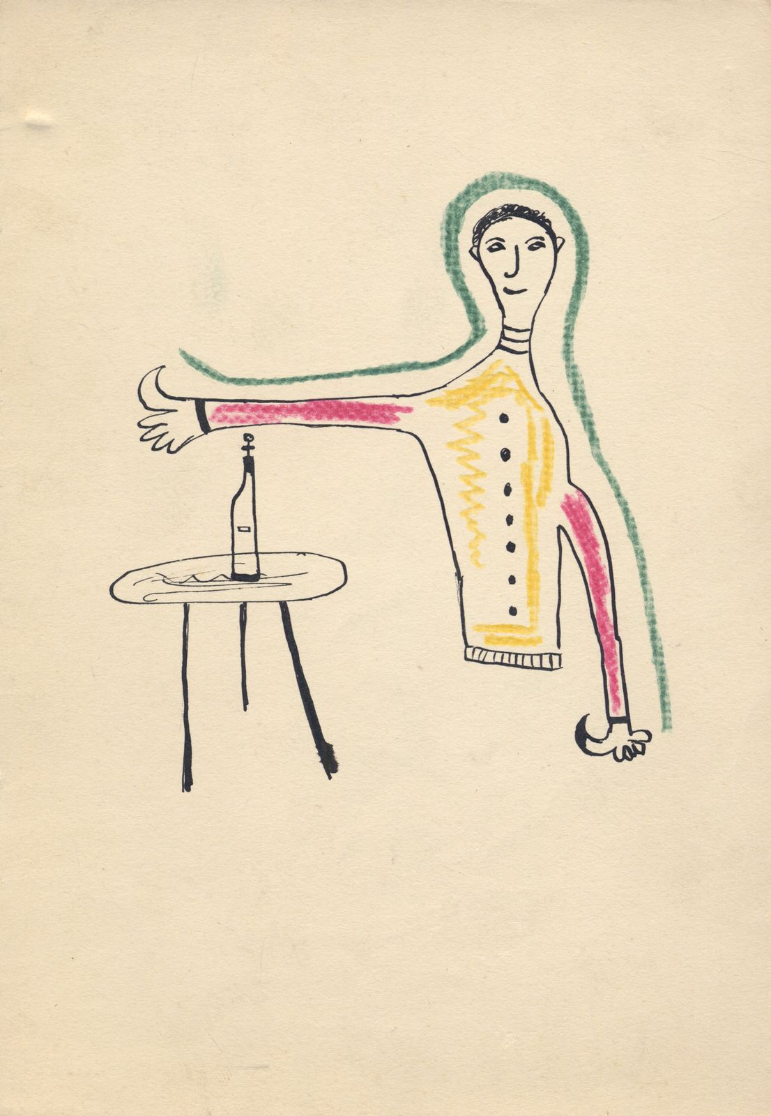 Speelse tekening uit de jaren 1970 van gevierd Nederlands kunstenaar photo furniture