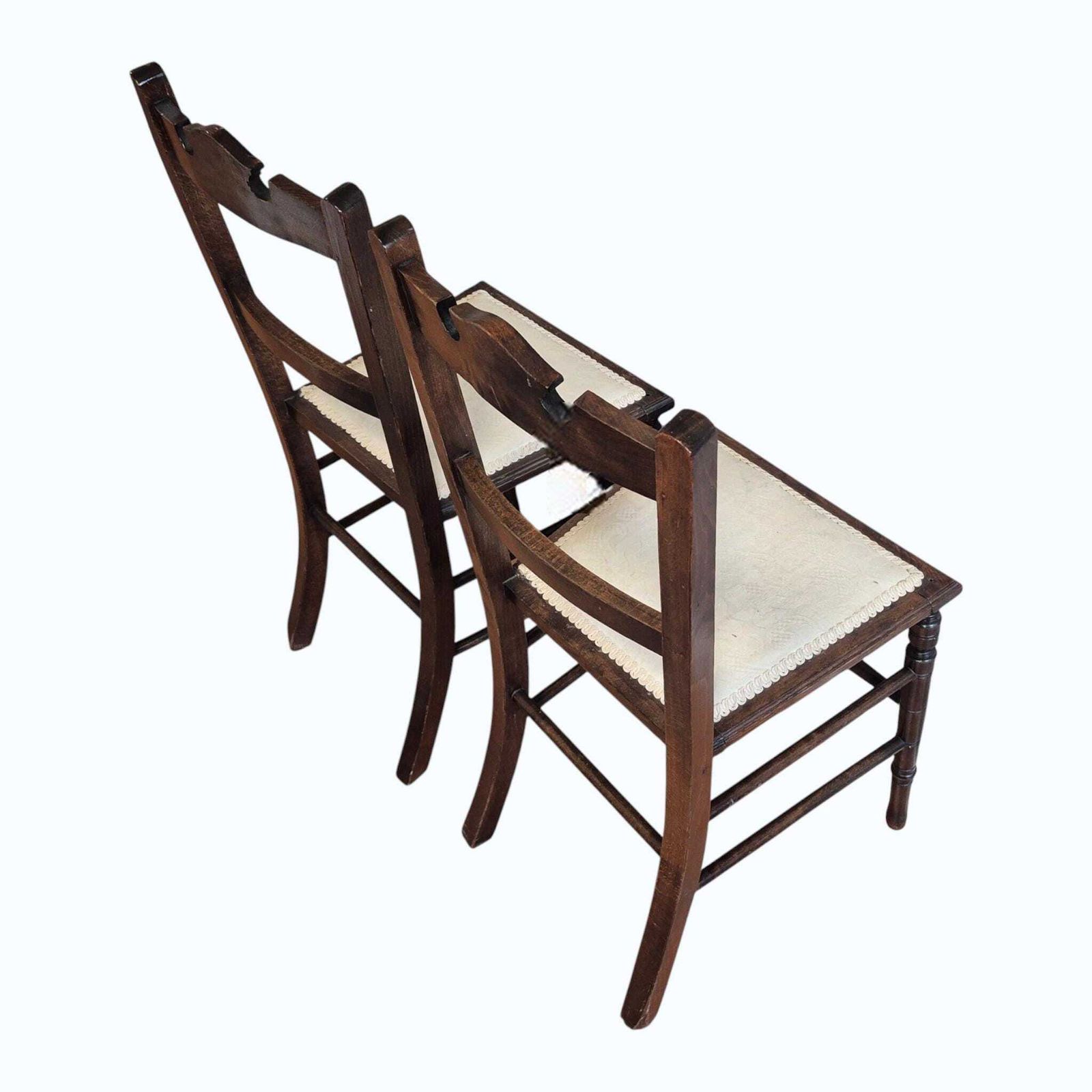 Antique Victorian Mahogany Bedroom Chairs Pair C1870 Damask Upholstered Chairs photo buy