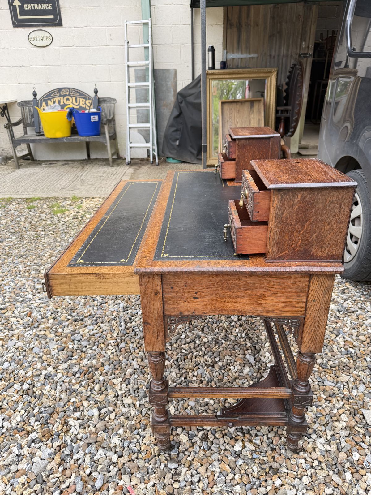 Late 19th Century Anglo Japanese Oak Writing Desk photo Furniture