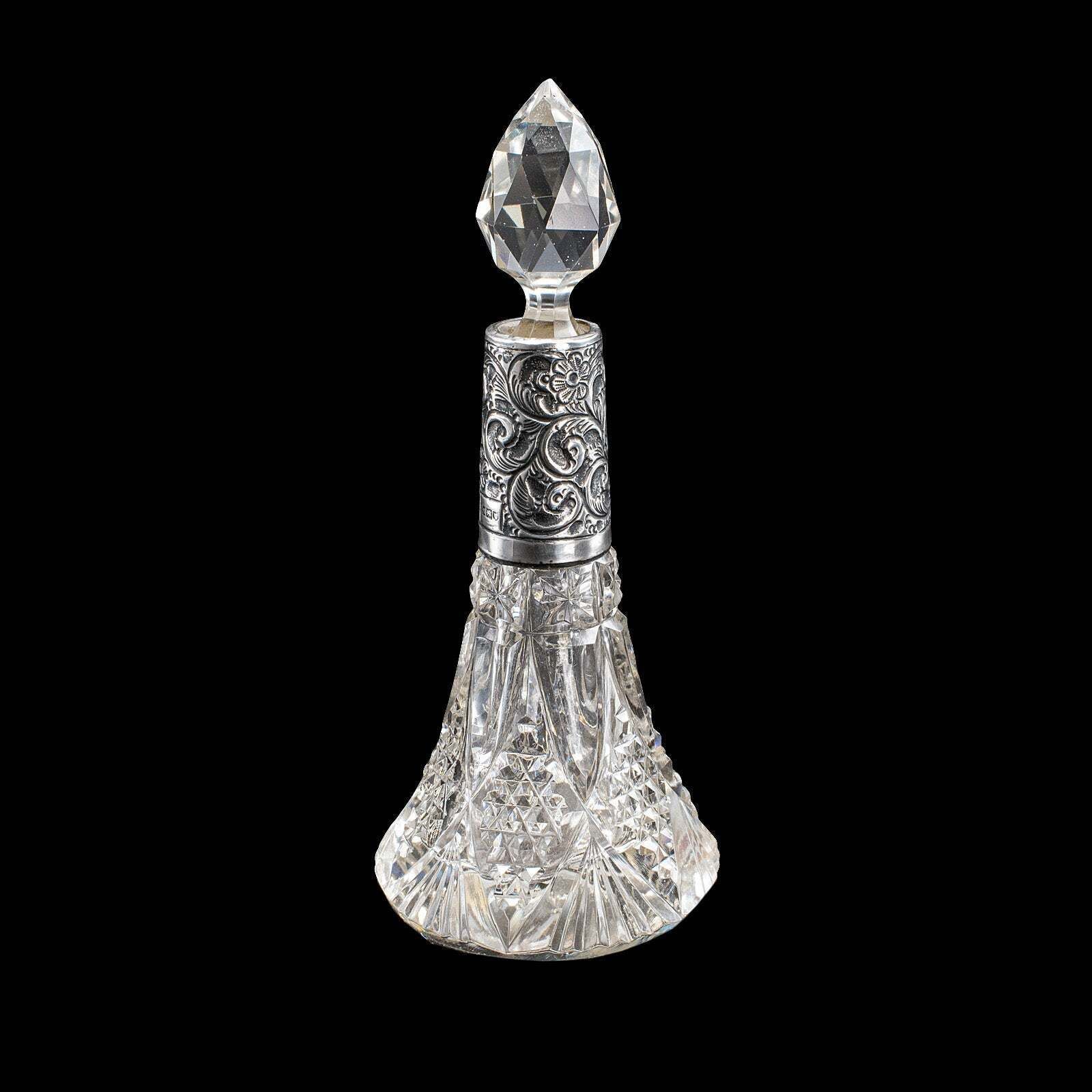 Pair Of Small Antique Scent Bottles, English, Perfume Decanter, Silver Collar photo 915.0