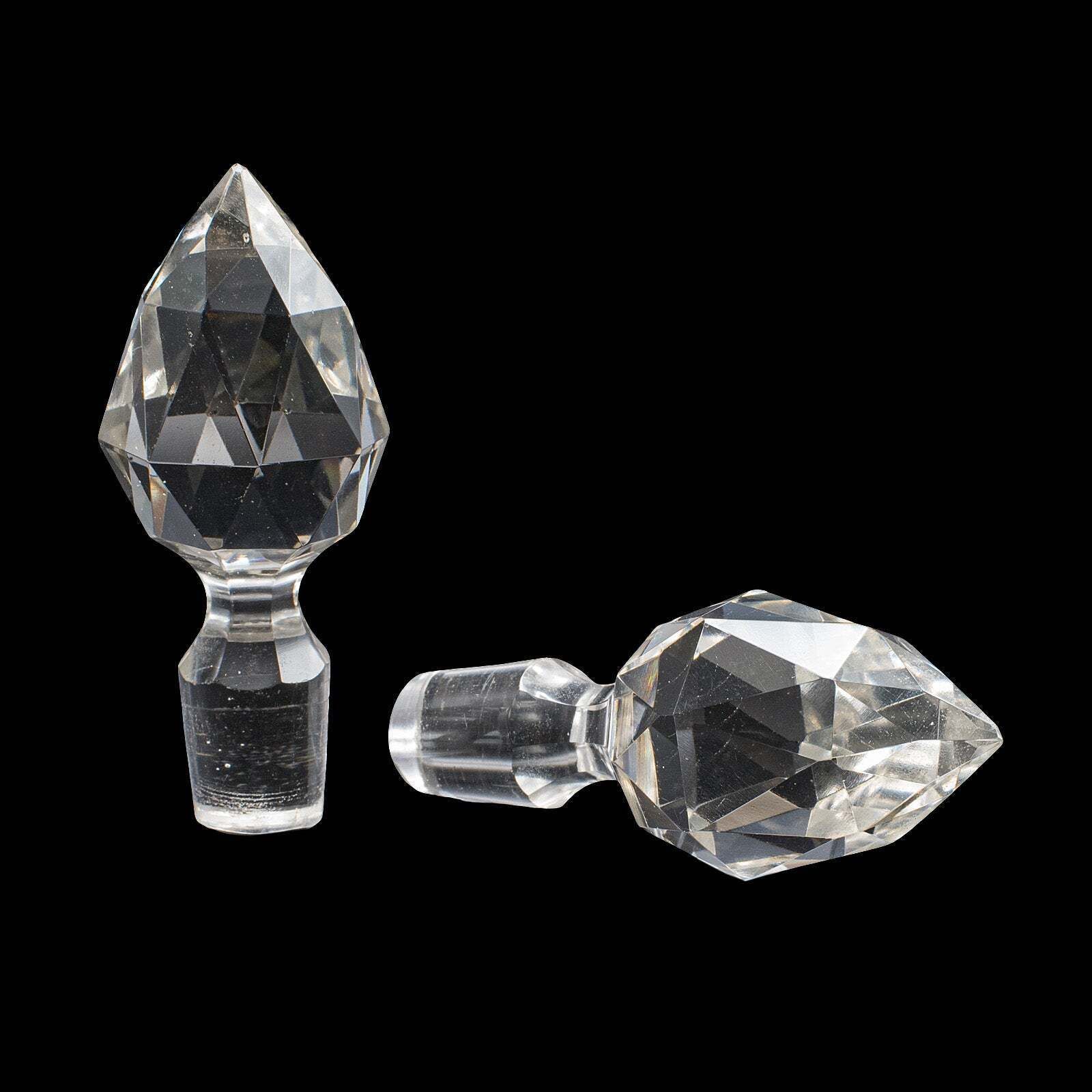 915.0 Pair Of Small Antique Scent Bottles, English, Perfume Decanter, Silver Collar photo