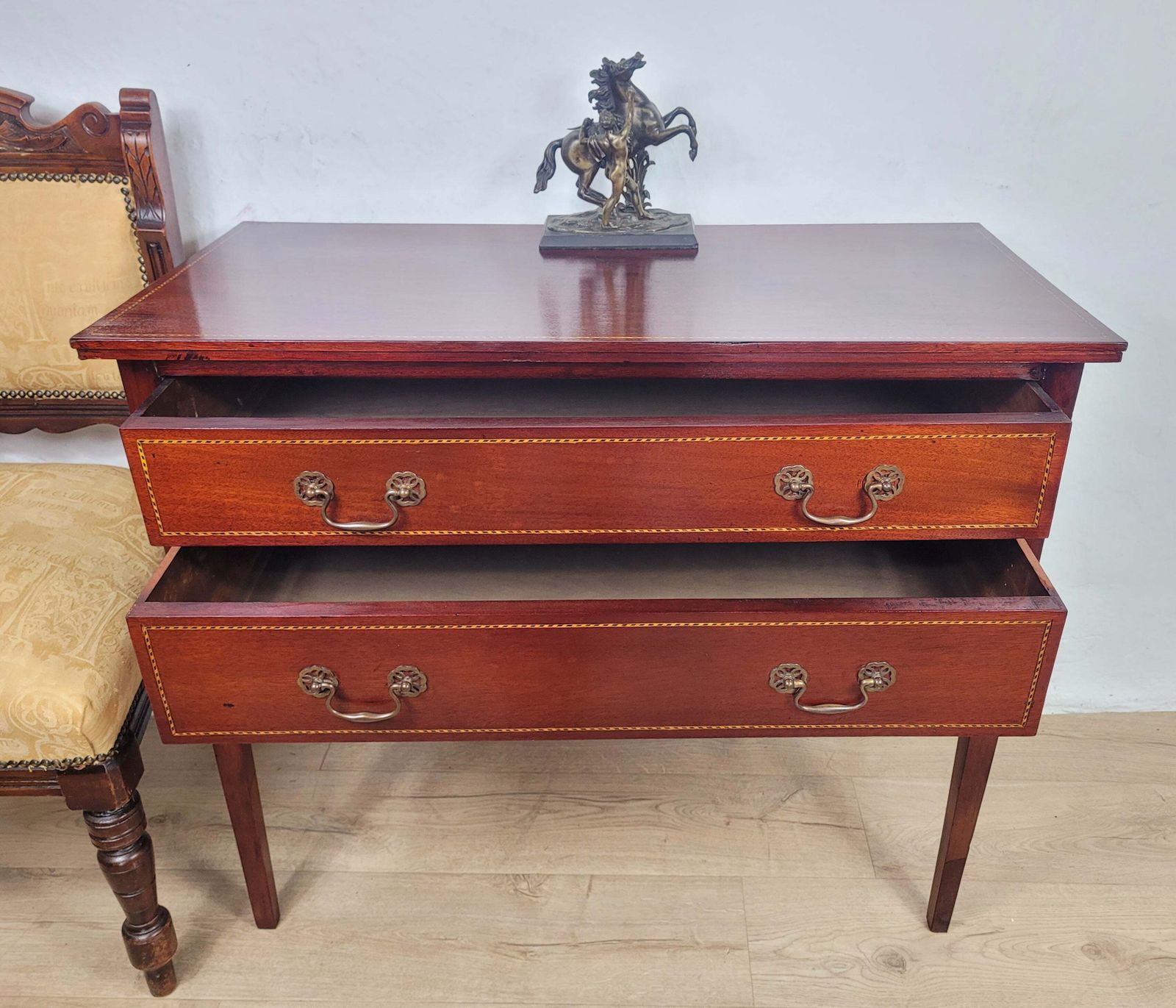 Vintage Two Drawer Chest Side Table Edwardian Style Inlaid photo furniture