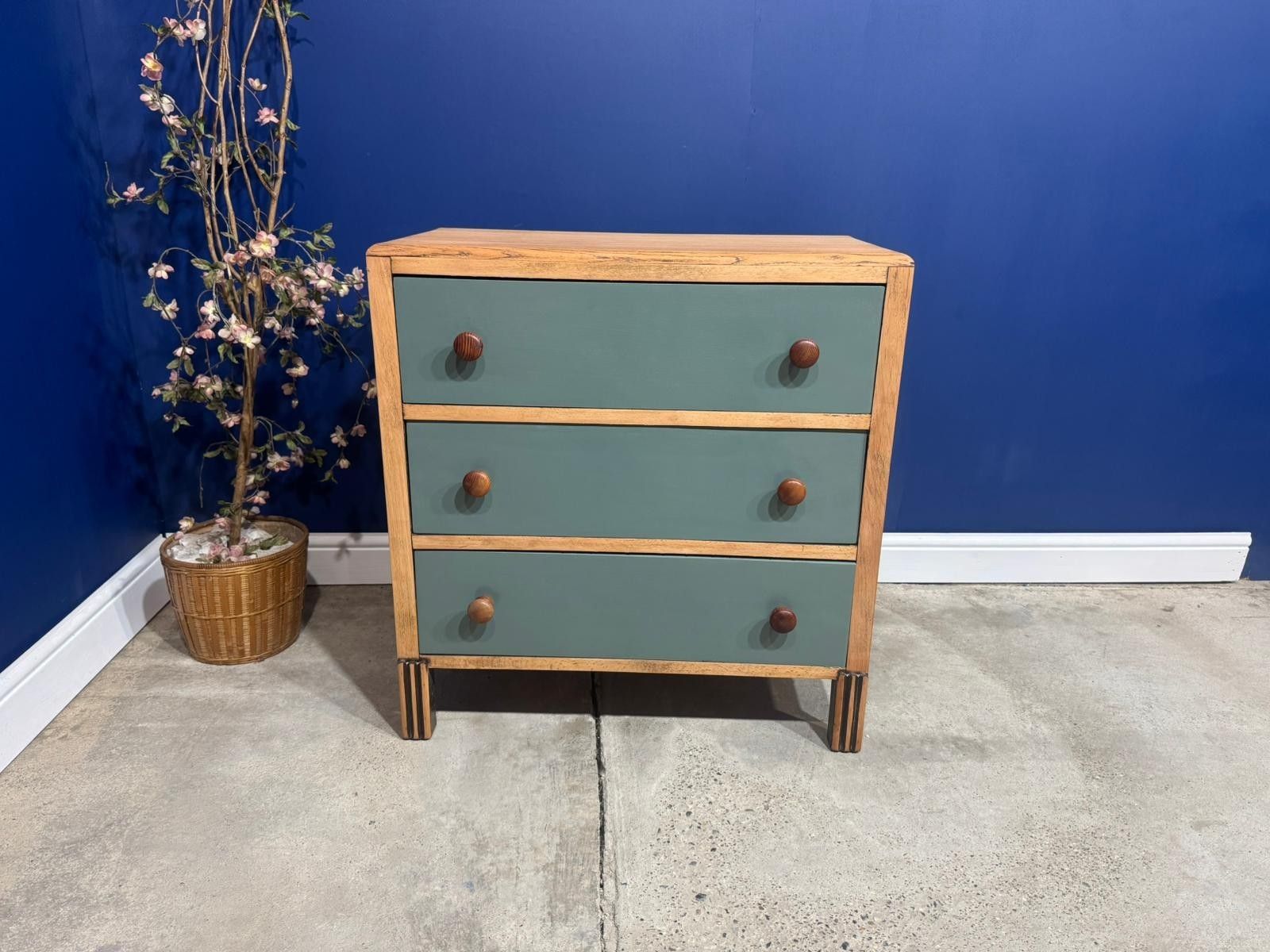 Vintage Oak Chest Of Drawers Art Deco Antique Bedroom Painted Sanded photo furniture
