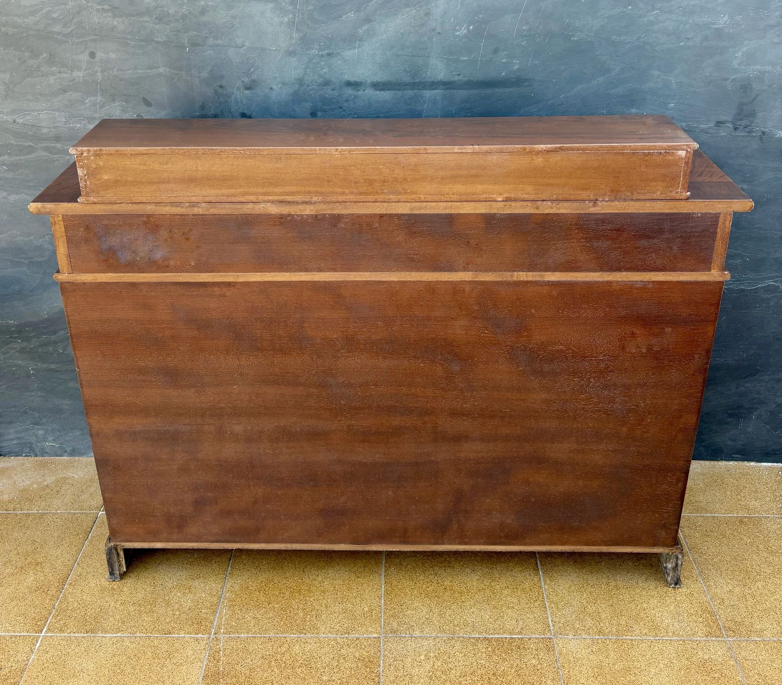 Elegant Empire Style Console With Burlwood Veneer And Bronze Details photo vintage