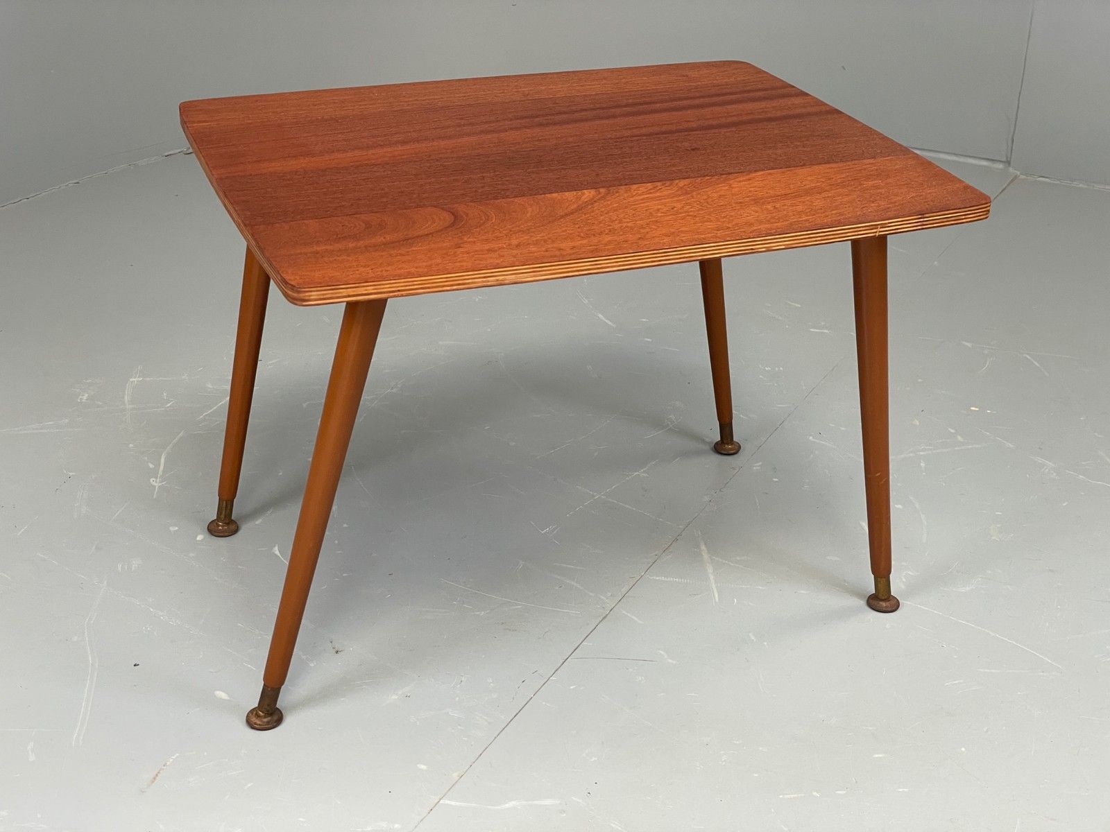 Vintage 1960s Side Table Spindle Legs Mahogany Ply Top Mid Century Eb11880 photo furniture