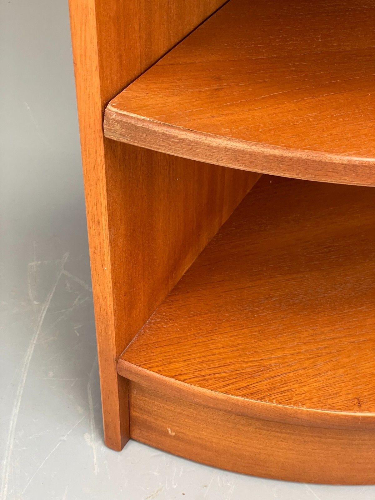 photo for sale Vintage Teak Corner Cabinet By Jentique Tall 1970s Mid Century Shelving Eb11984