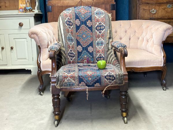 A Fine Decorative Early 19thc Rosewood And Fabric Armchair