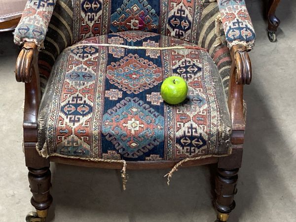 photo for sale A Fine Decorative Early 19thc Rosewood And Fabric Armchair