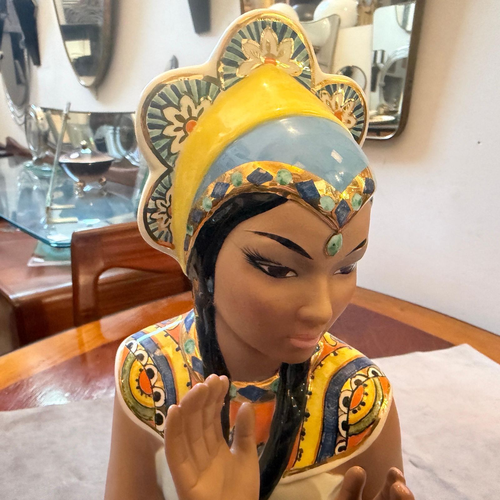 photo for sale 1950s. Hand Painted Porcelain Oriental Woman Figure By Ronzan