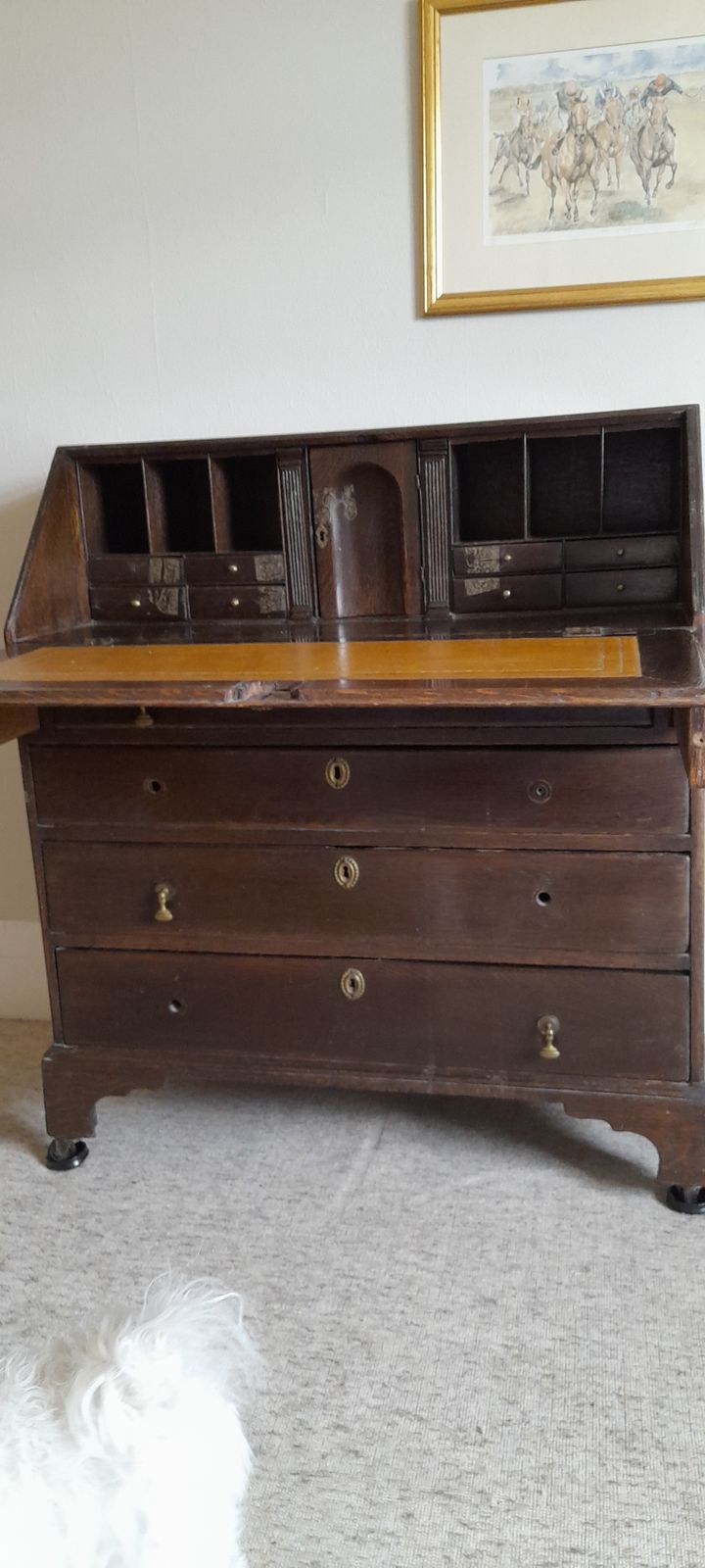 Georgian Oak Bureau For Sale, Some Restoration Needed