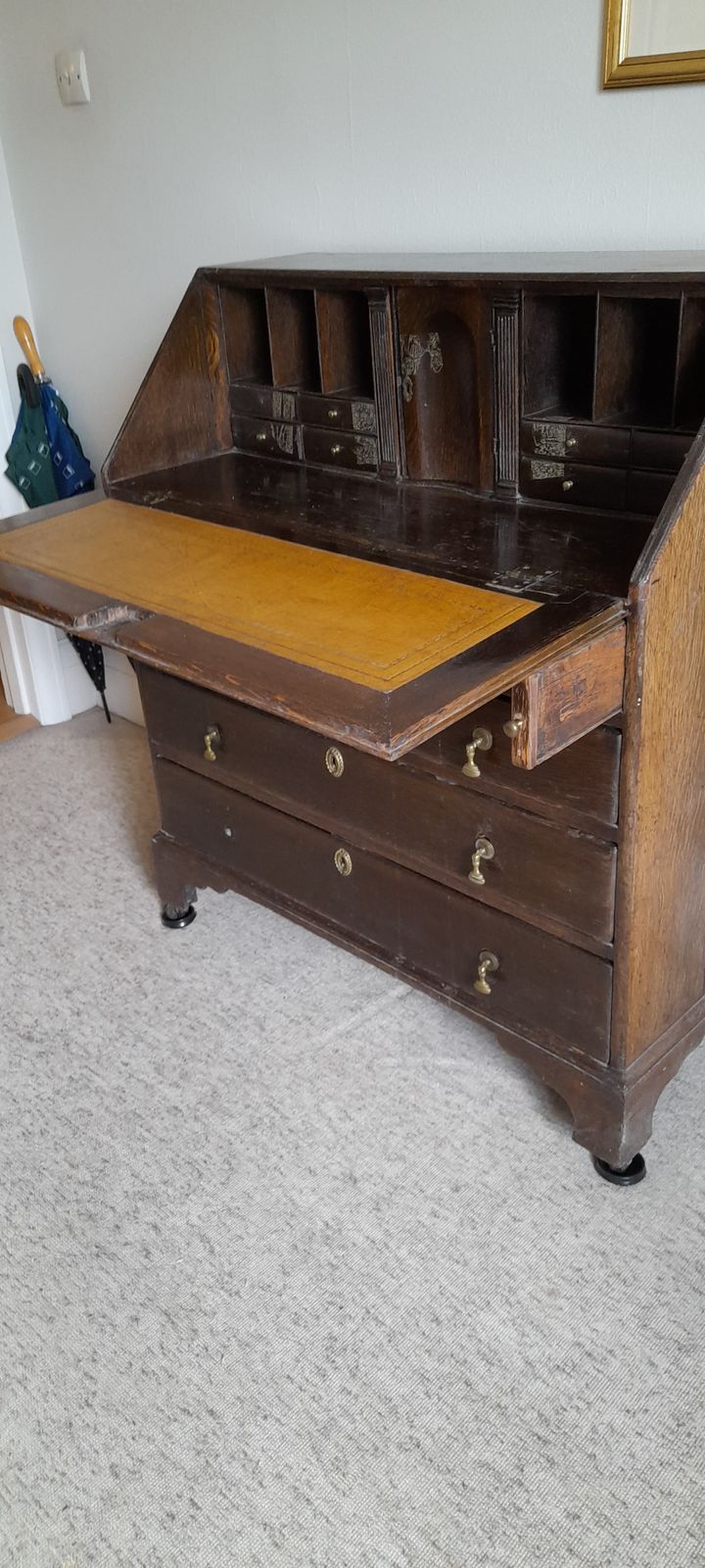 Georgian Oak Bureau For Sale, Some Restoration Needed photo for sale