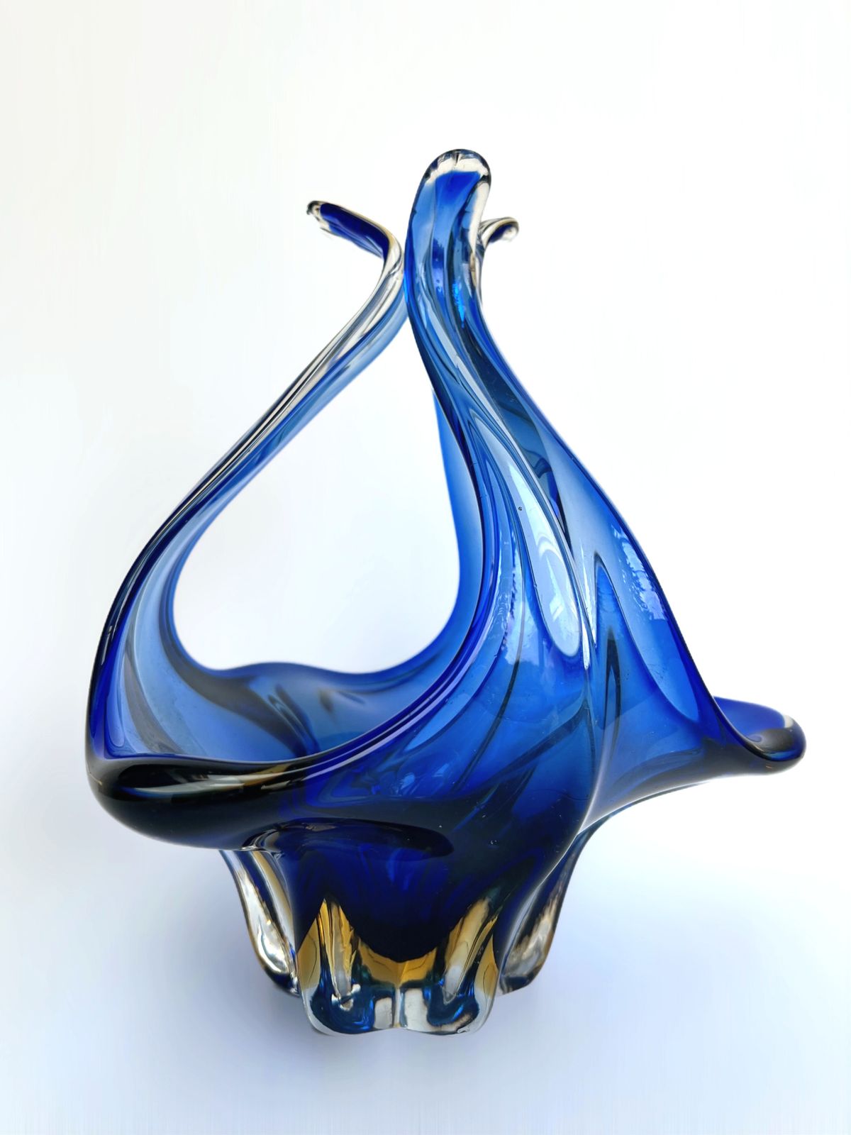 Vintage 1960s Murano, Cristallo Venezia Ccc Owl Basket, Italy photo for sale