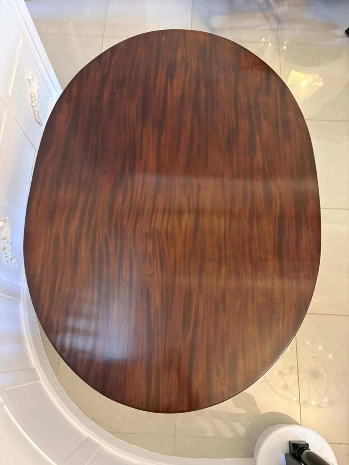 Furniture Antique English 19th Century Oval Tilt Top Figured Mahogany Dining Table 6 Seater photo