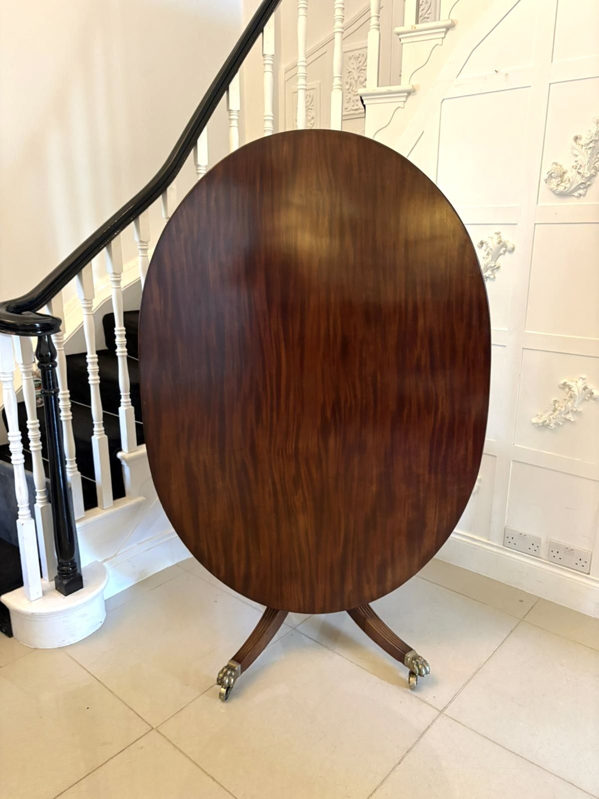 3900.0 Antique English 19th Century Oval Tilt Top Figured Mahogany Dining Table 6 Seater photo