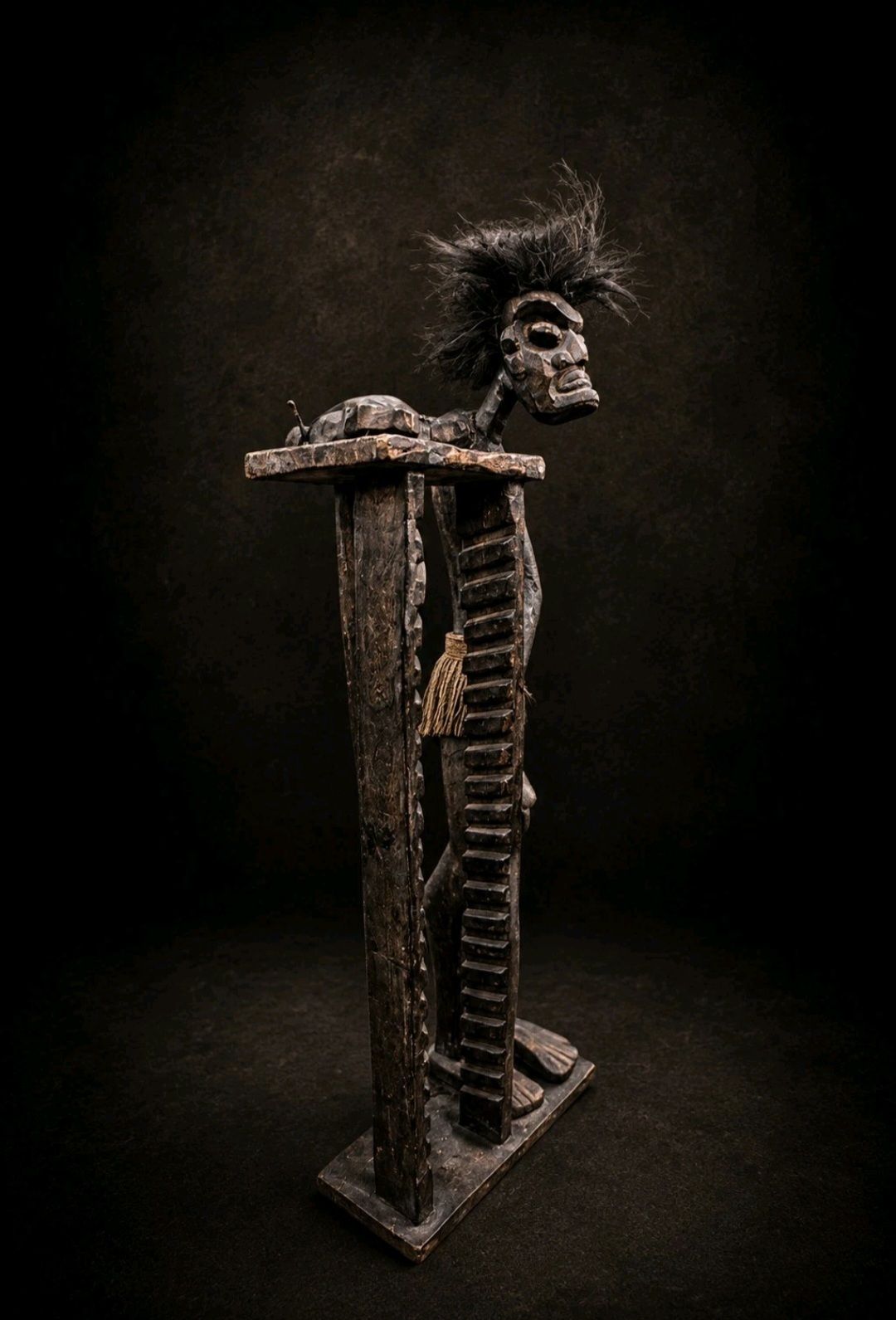 Large Hand Carved African Tribal Figure Sculpture 88cm photo for sale