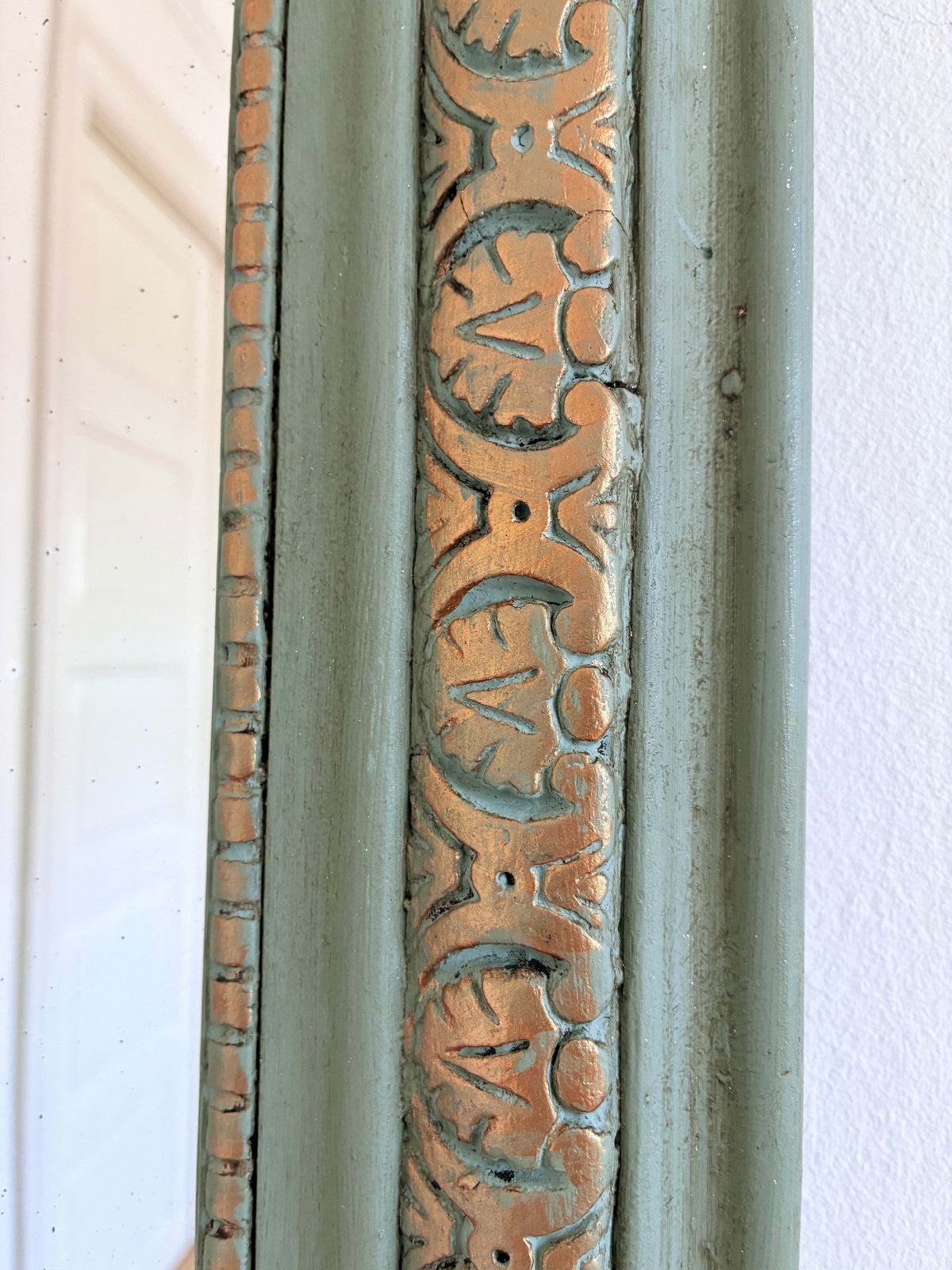 Large Antique French Louis Philippe Mirror – Green And Gold, Late 19th Century photo 890.0