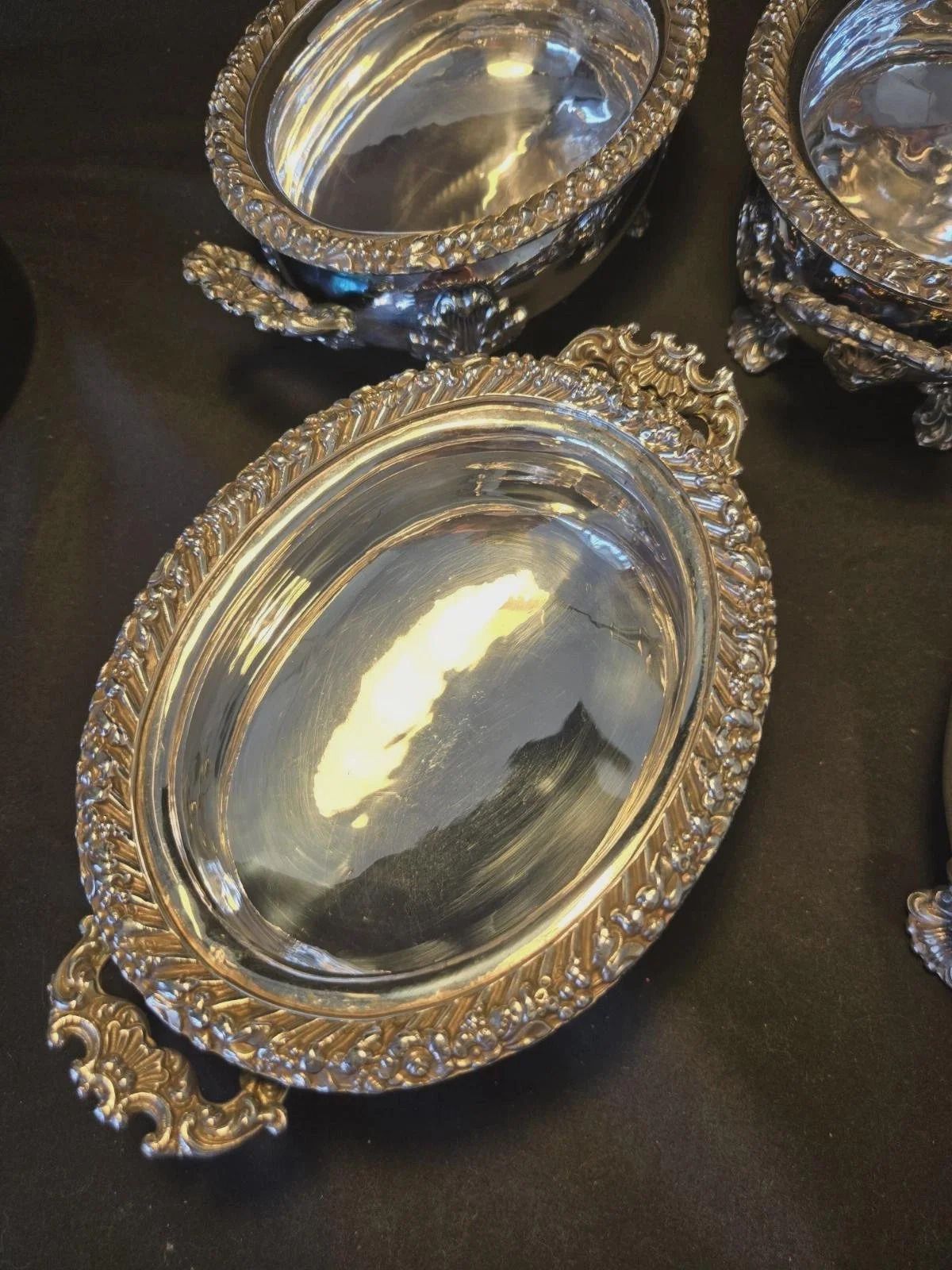 photo vintage C1780 Georgian Antique Silver Plated 4 Matching Tureens Matthew Boulton