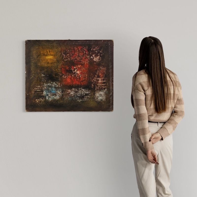 Amerikaans abstract schilderij, gesigneerd J. Wolff photo for sale