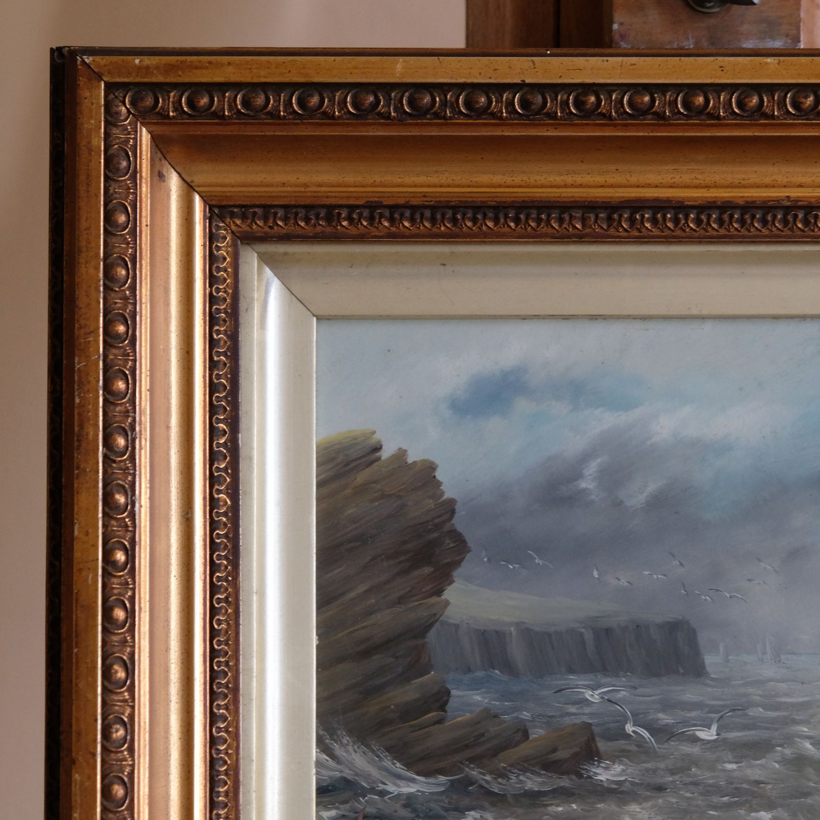 Coastal Seascape With Sailing Boat photo for sale