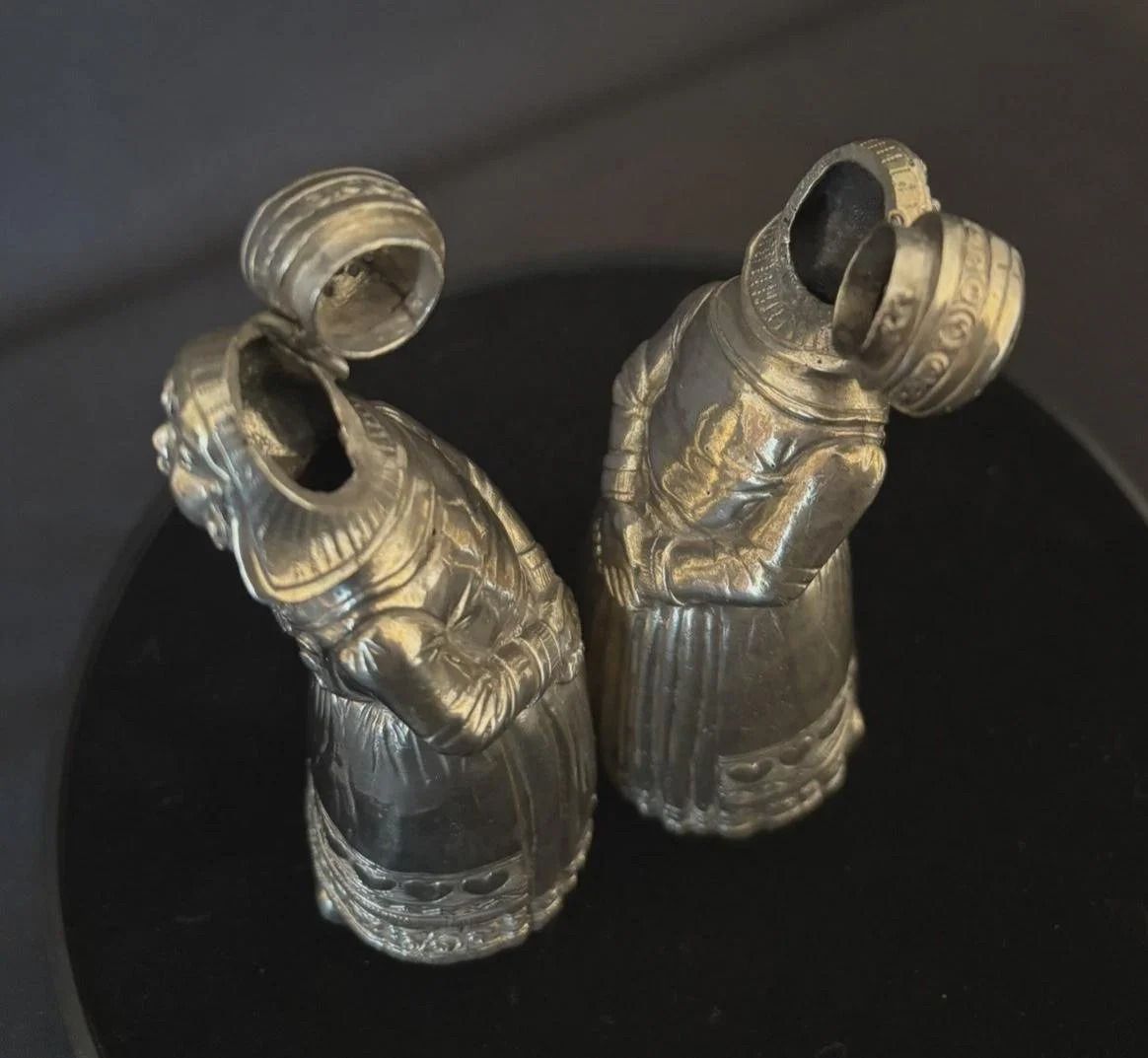 Very Large Antique Solid Silver Dutch Girl Peppers C1900 250g 930 Grade Silver photo for sale