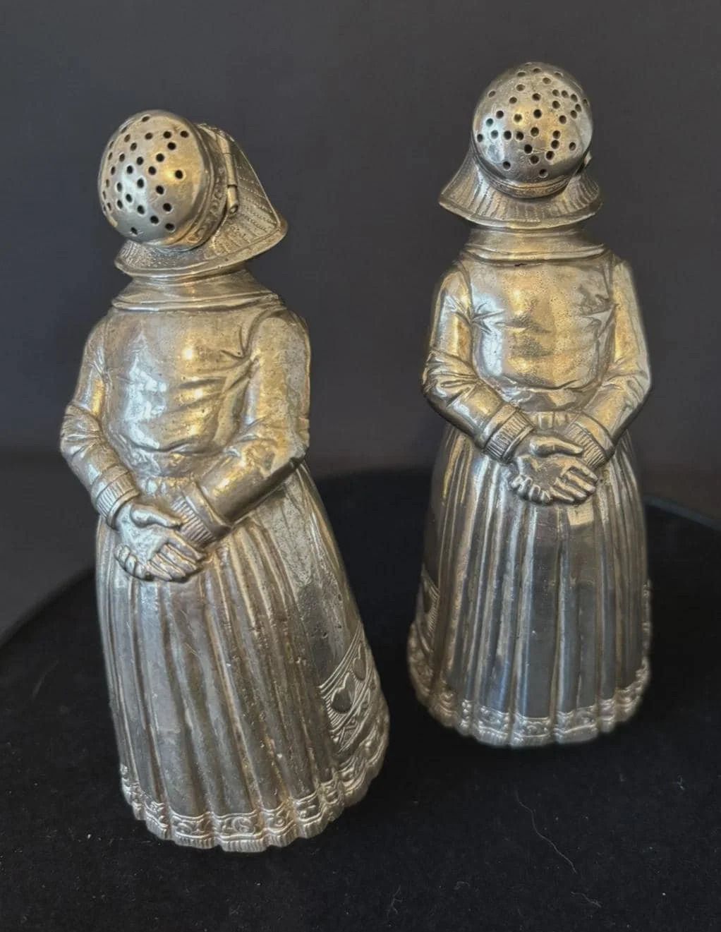 Very Large Antique Solid Silver Dutch Girl Peppers C1900 250g 930 Grade Silver photo Home Decor
