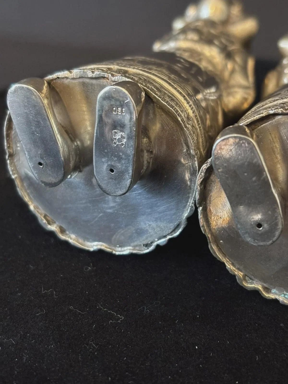 Very Large Antique Solid Silver Dutch Girl Peppers C1900 250g 930 Grade Silver photo vintage