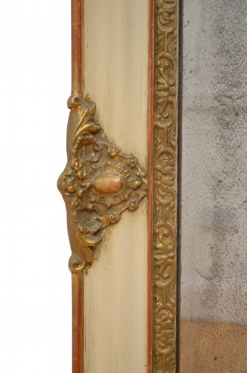 French Antique Wall Mirror With Original Glass Restored In Good Condition H107cm photo vintage