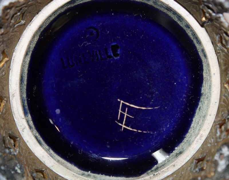 515.0 Pair Of Blue Porcelain Vases Lunéville 19th photo