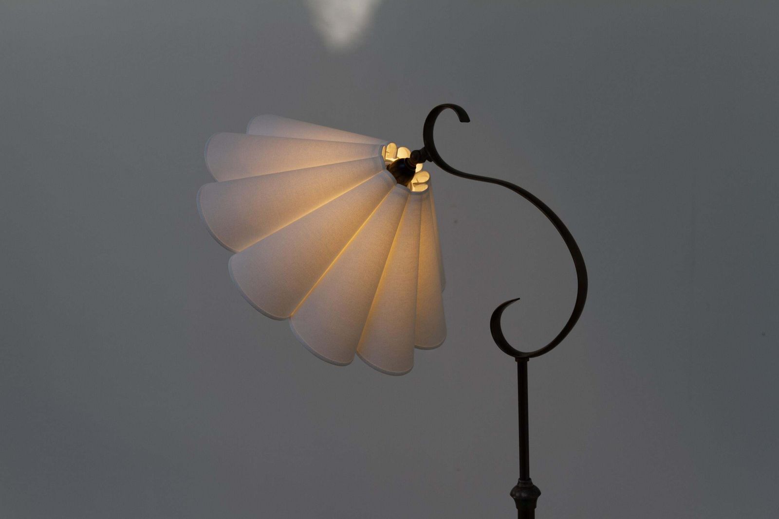 photo furniture Danish Art Deco Floor Lamp In Brass, Wood And Iron By Lyfa, 1920s.