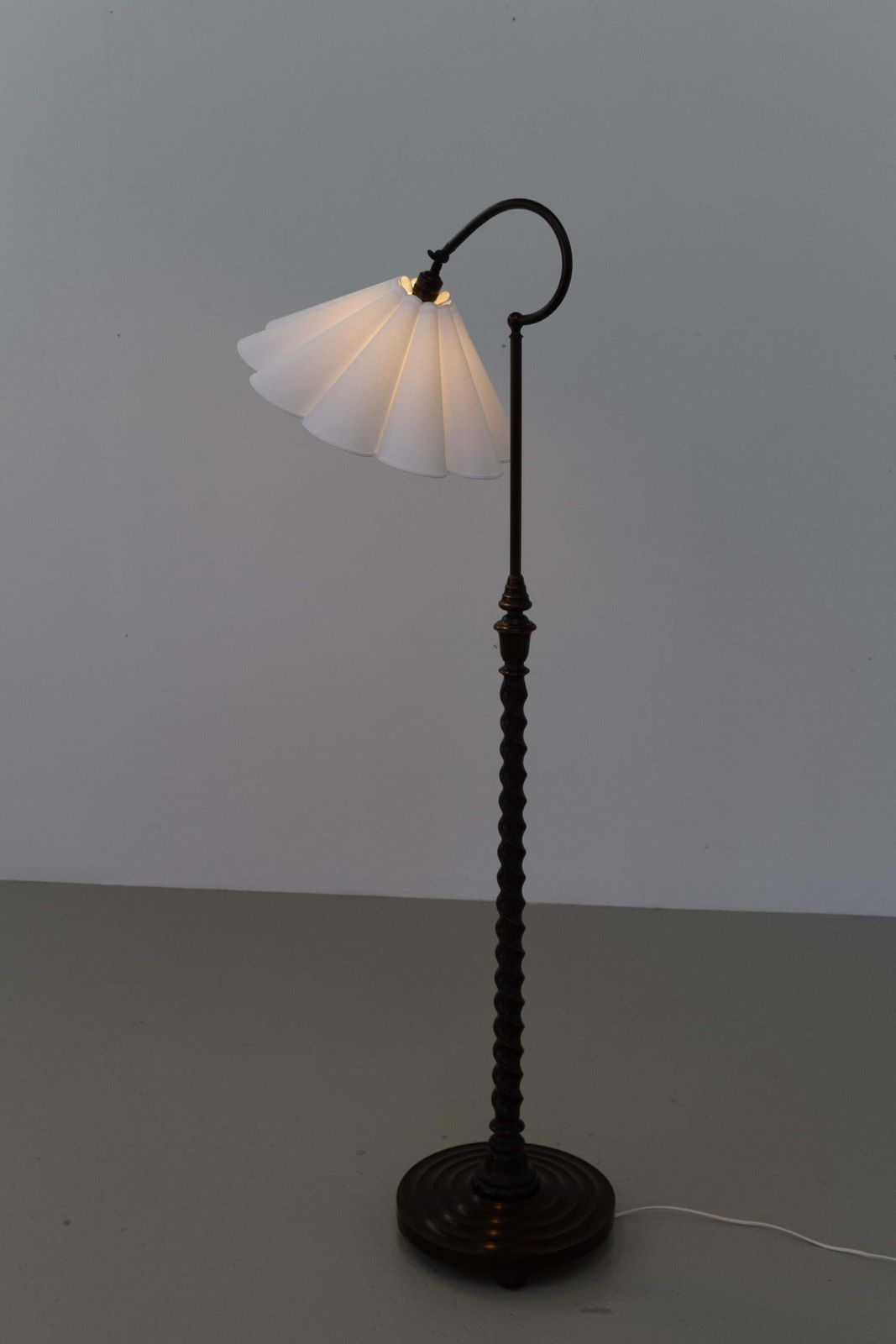 Scandinavian Art Deco Floor Lamp In Brass And Turned Oak, 1920s. photo buy