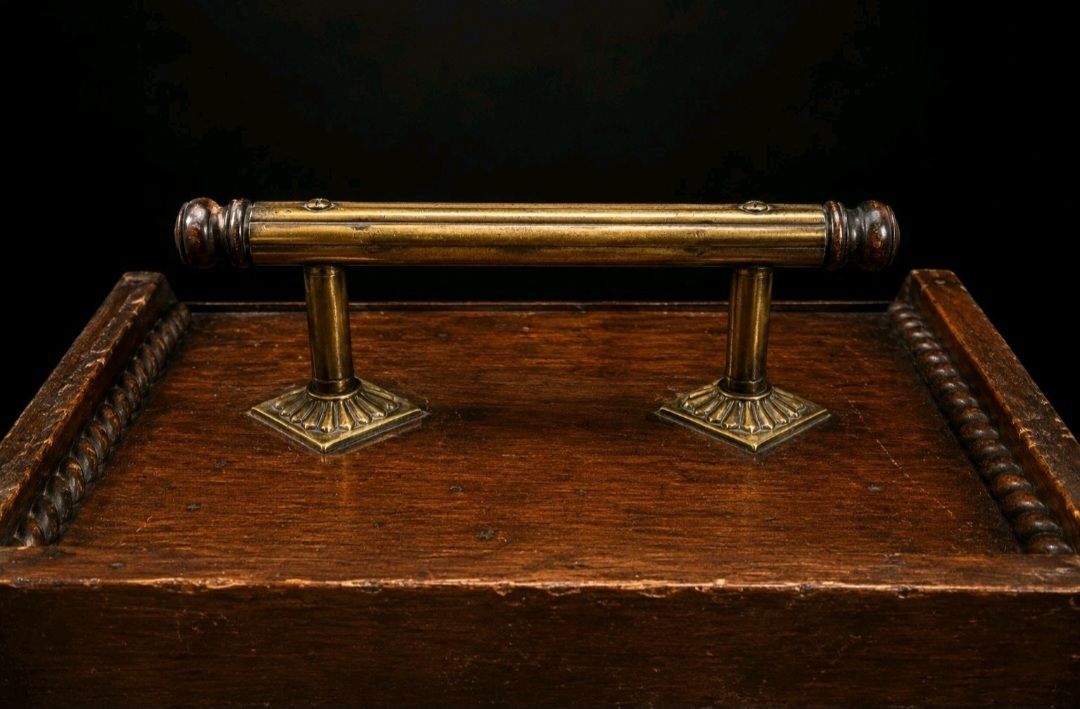 Rare Victorian Oak Coal Bucket Medusa Brass Handle photo vinterior