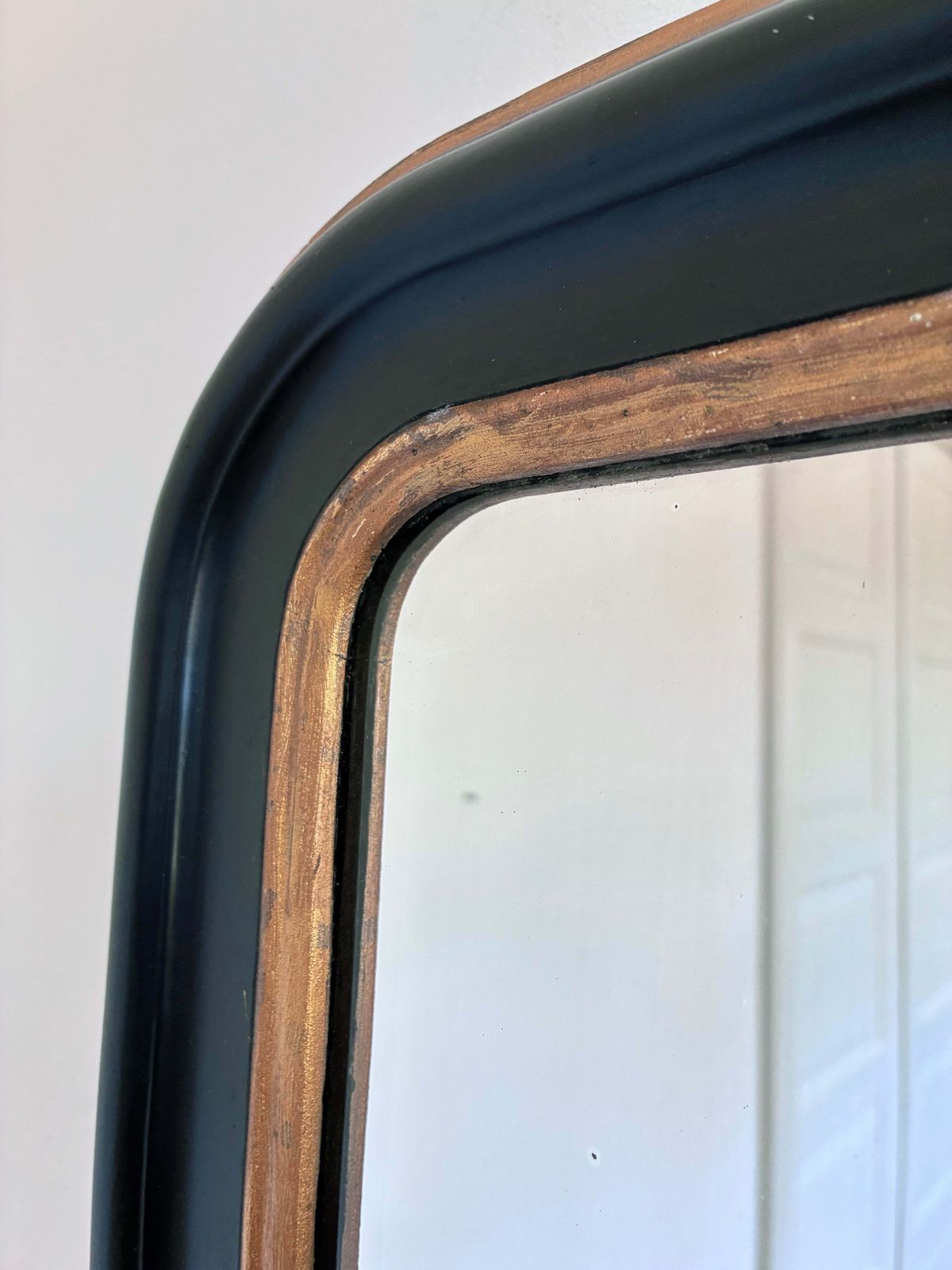 Antique French Louis Philippe Full Length Mirror – Black And Gold, Late 19th Century photo Home Decor