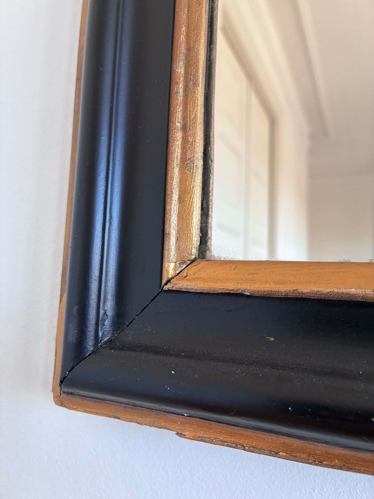 Antieke Franse Louis Philippe passpiegel – zwart en goud, 19e eeuw photo buy