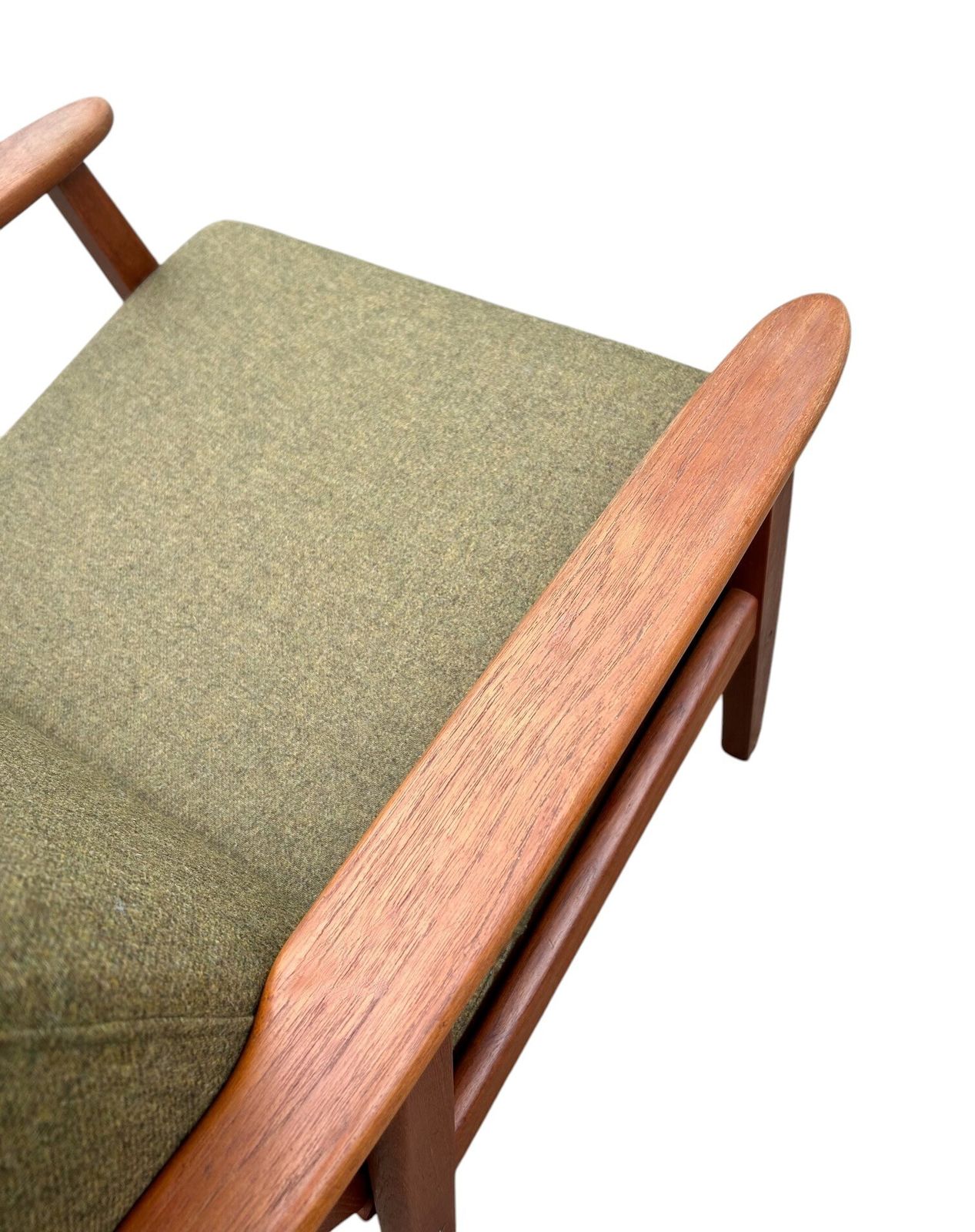 Danish Teak And Olive Green Wool Lounge Armchair Mid Century Chair 1960s photo furniture