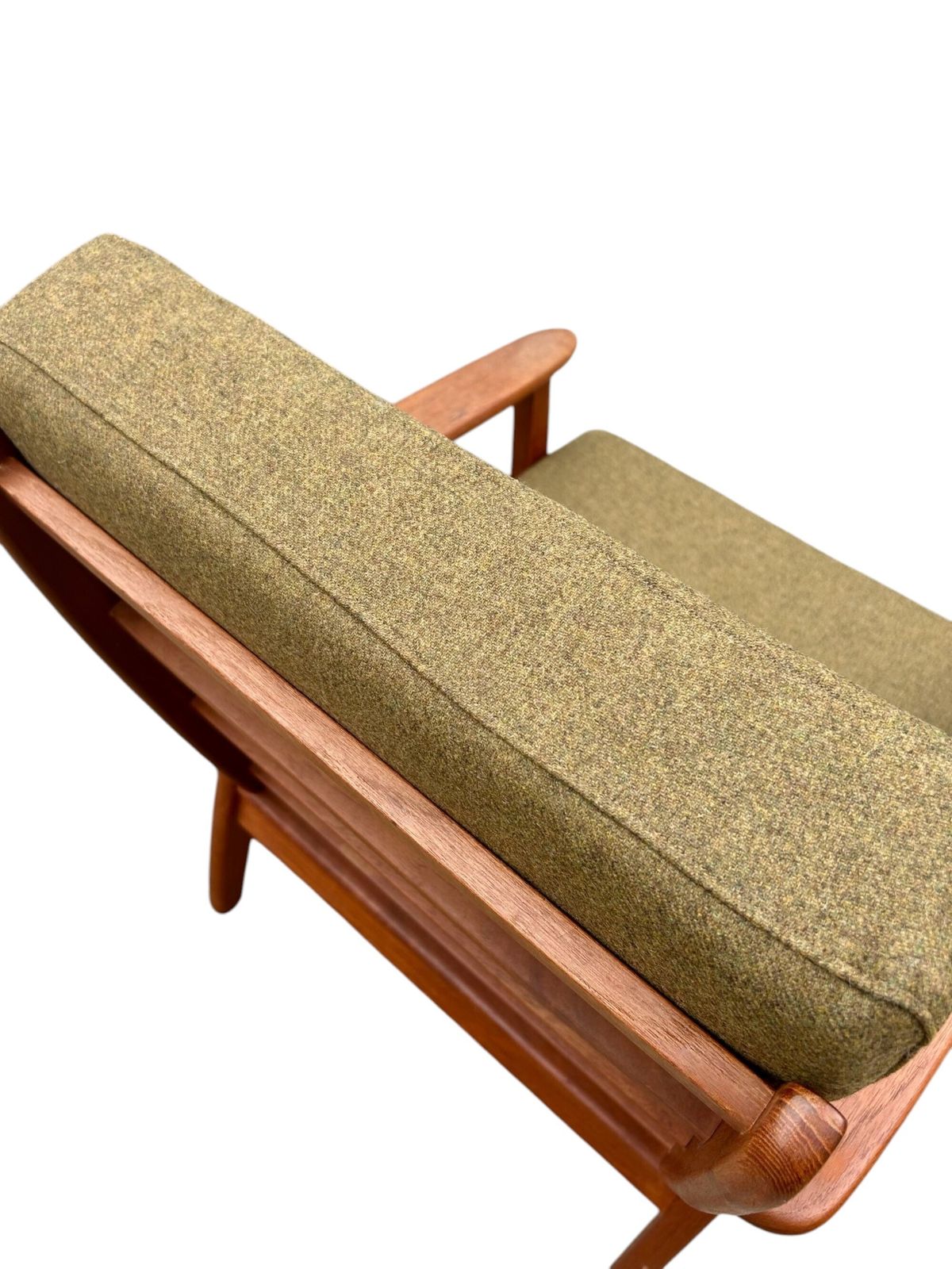 Danish Teak And Olive Green Wool Lounge Armchair Mid Century Chair 1960s photo 850.0