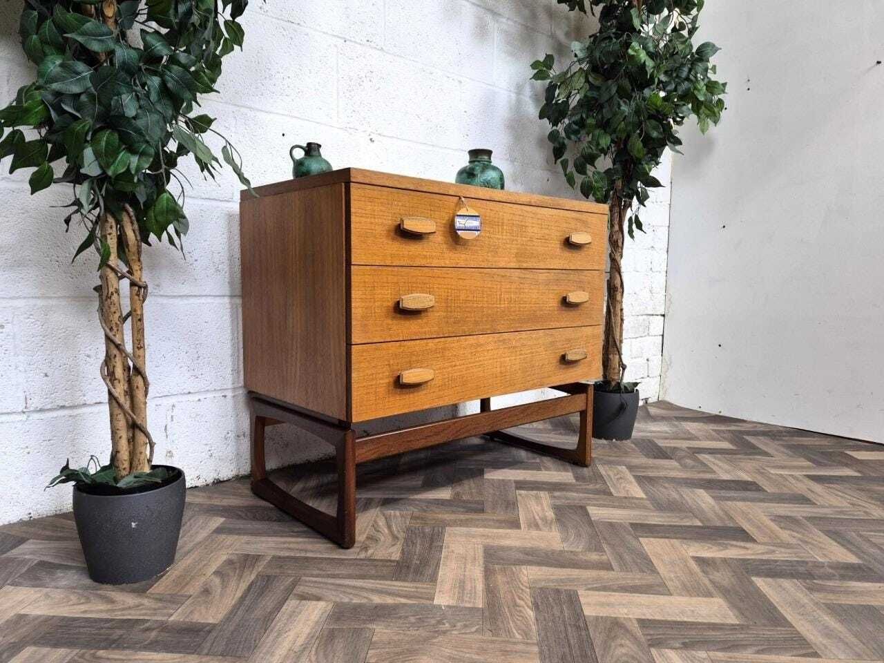Vintage Mid Century G Plan Quadrille Chest Of 3 Drawers Scandi Retro Mcm photo furniture