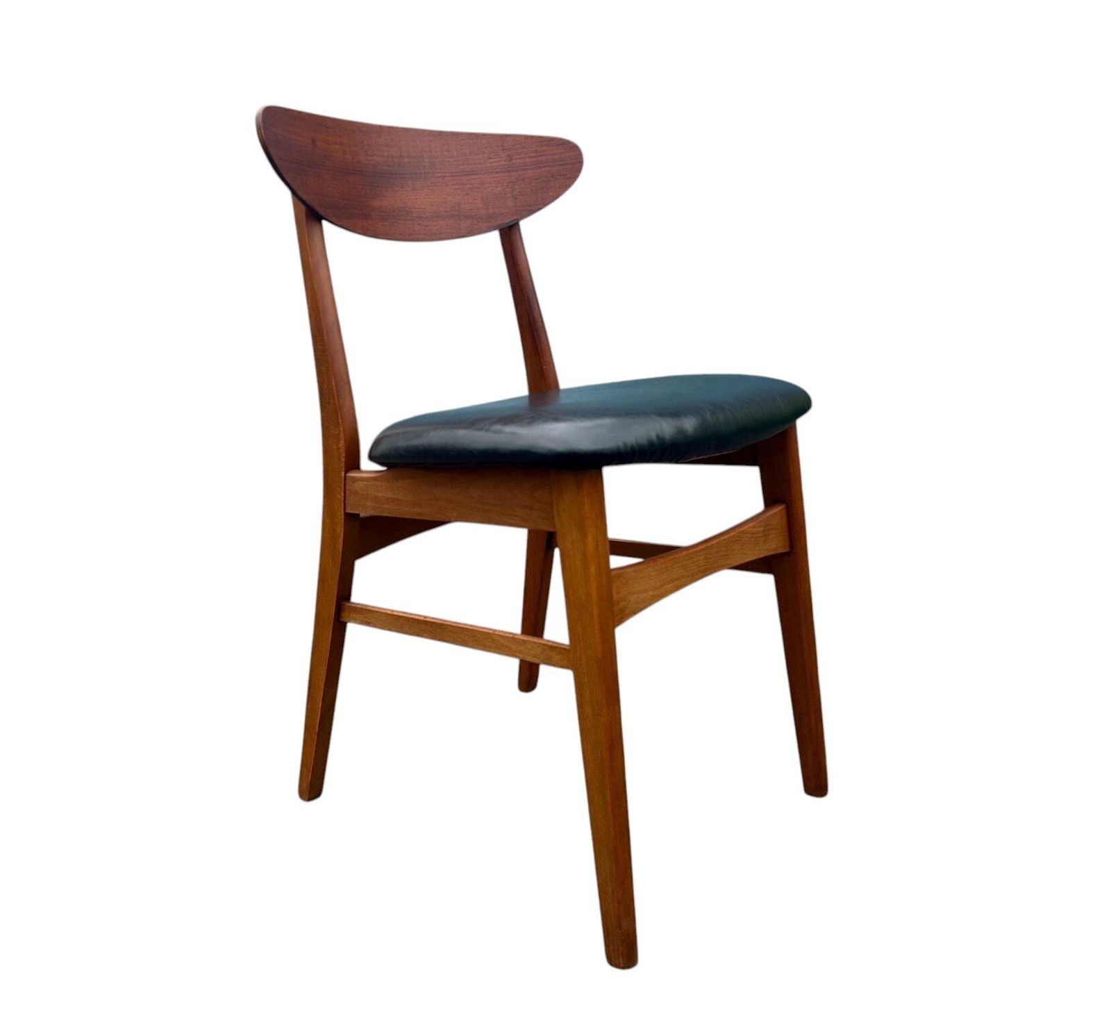 995.0 Danish Set Of 4 Model 210 Farstrup Teak And Black Vinyl Dining Chairs Mid Century 1960s photo