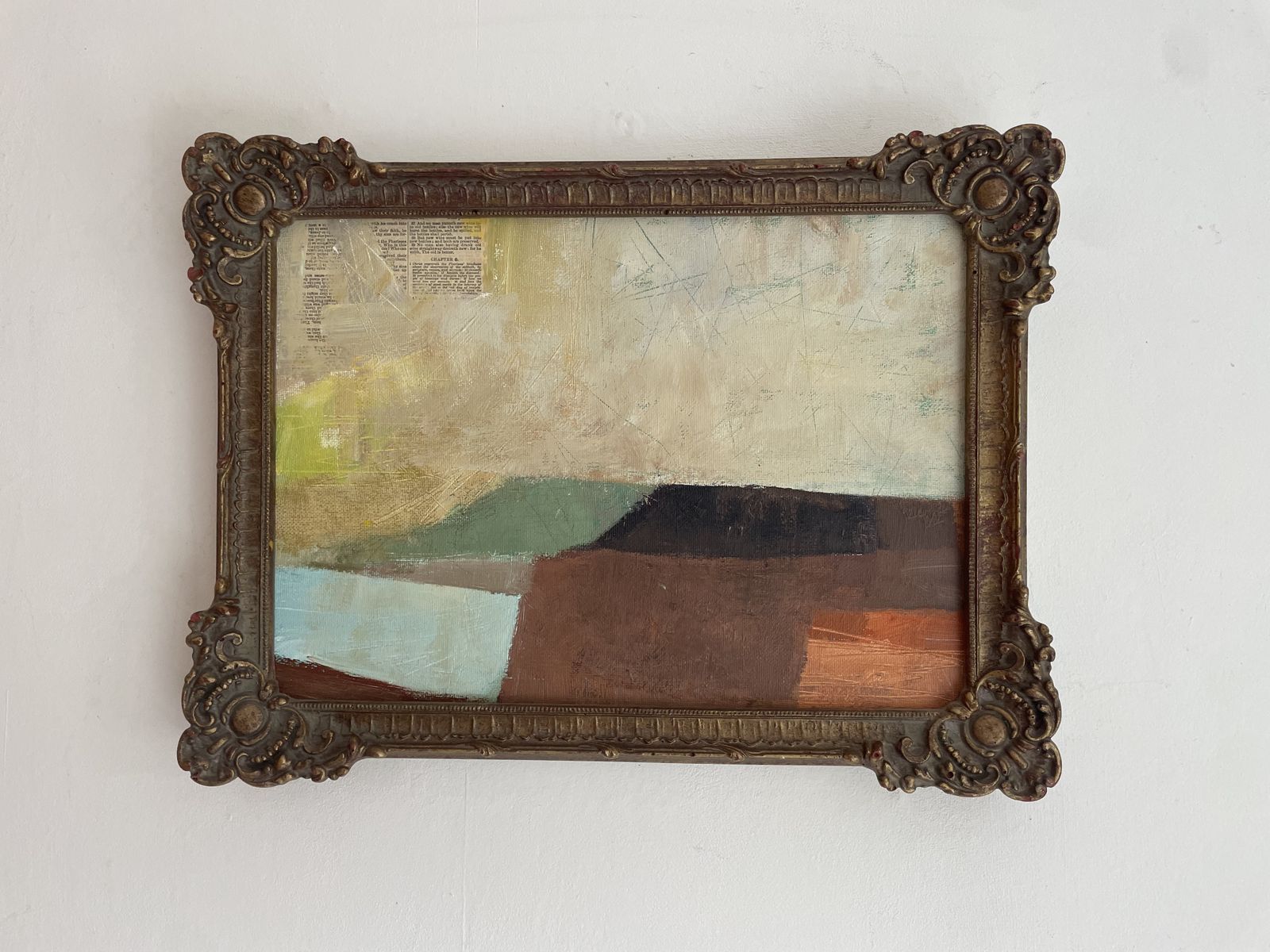 The Ridge.                        Painting In Acrylic And Collage In Vintage Frame.