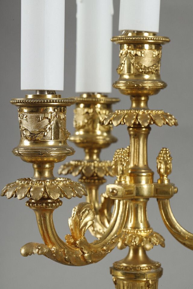 Pair Of Louis XVI Style Gilt Bronze Candelabra photo vintage